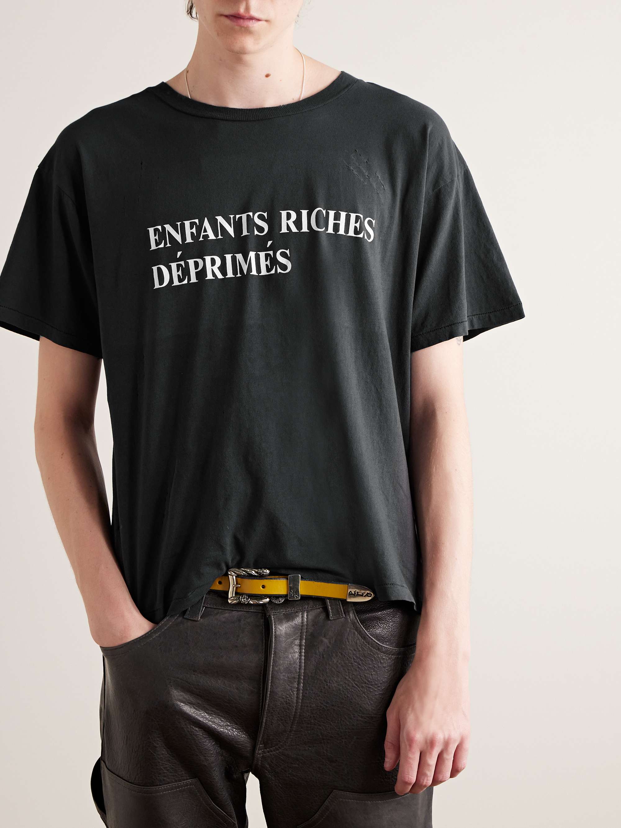 ENFANTS RICHES DÉPRIMÉS Distressed Logo-Printed Cotton-Jersey T-Shirt ...