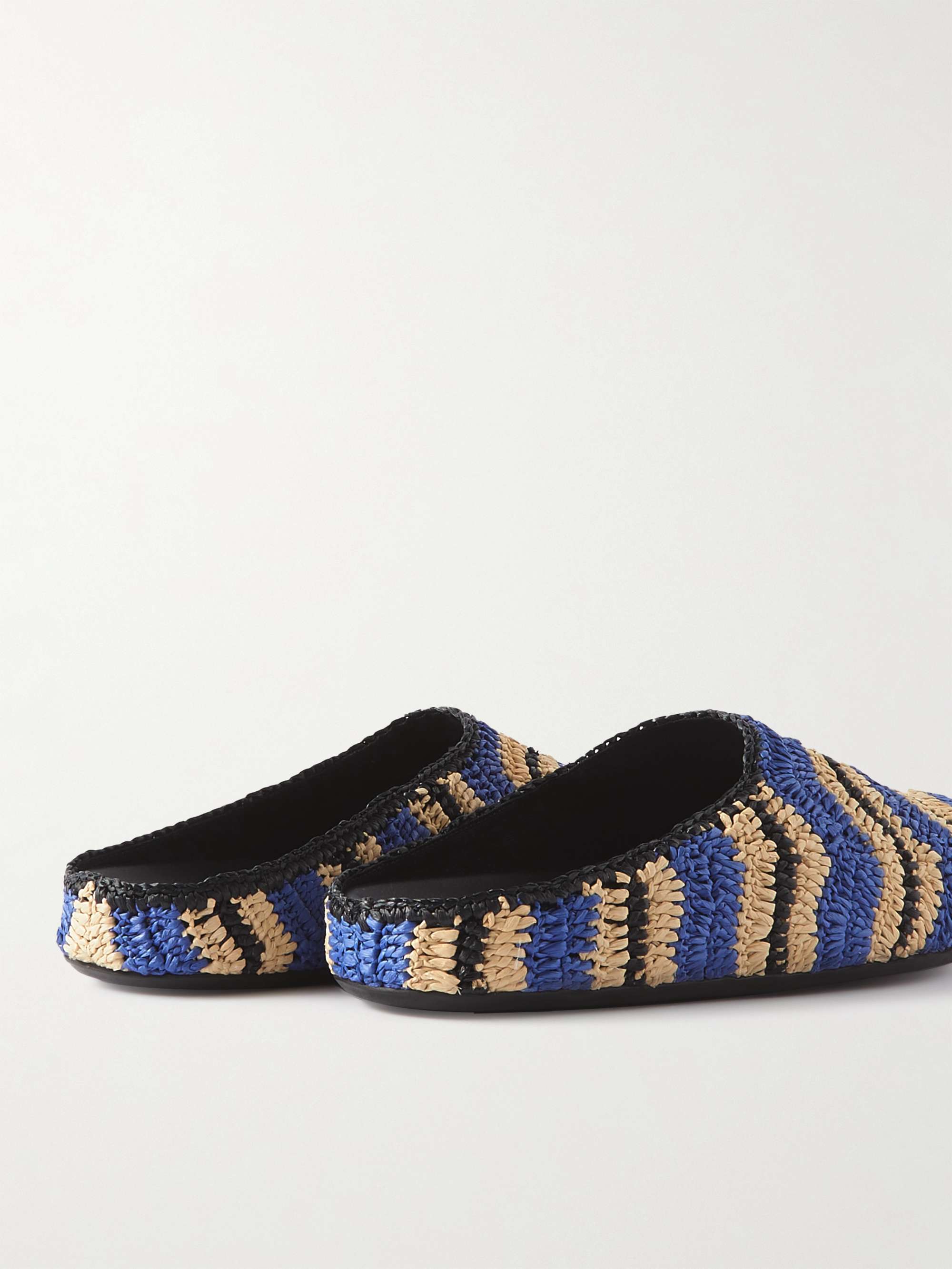 MARNI + No Vacancy Inn Geflochtene Slippers mit Streifen