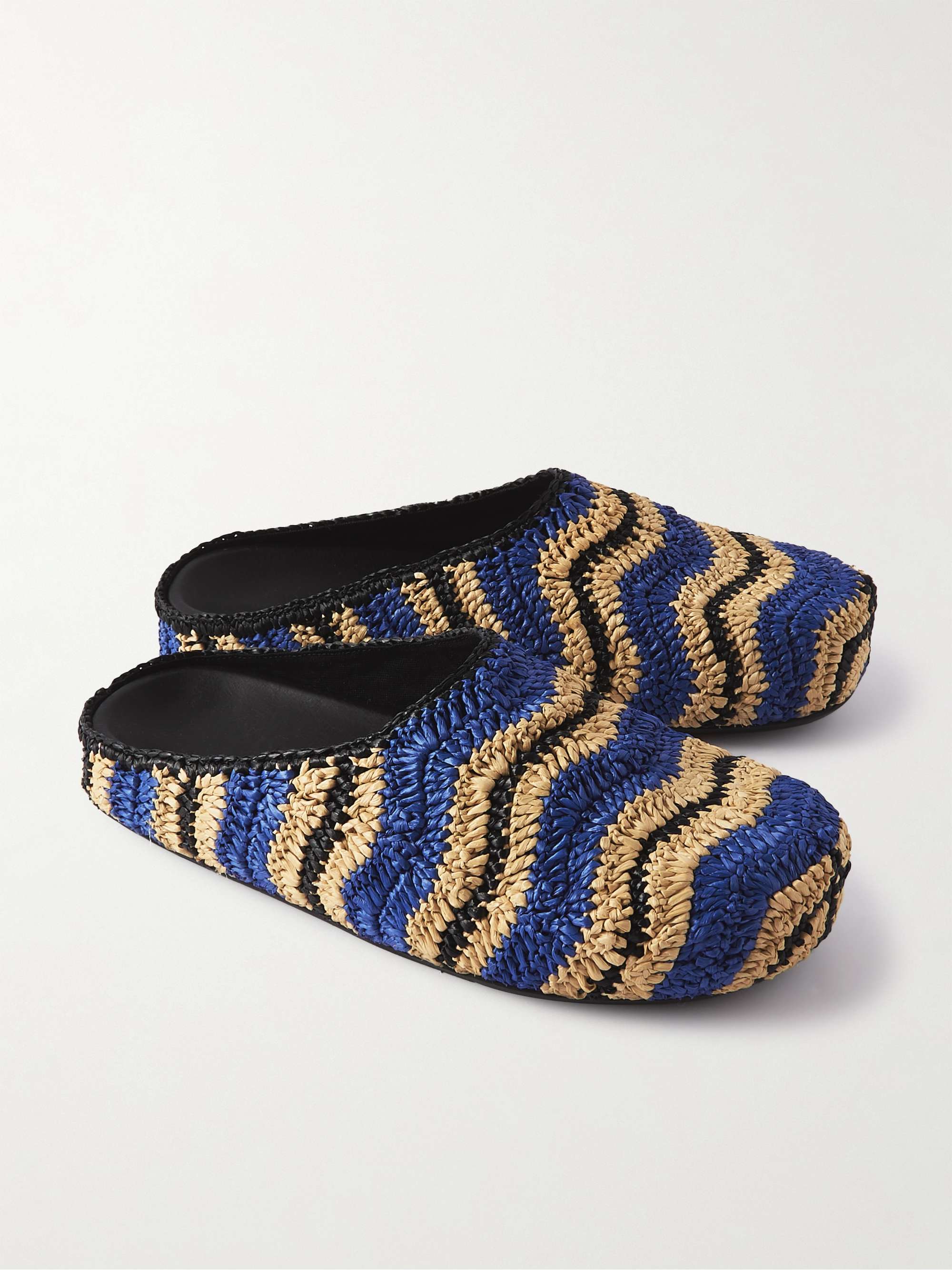 MARNI + No Vacancy Inn Geflochtene Slippers mit Streifen