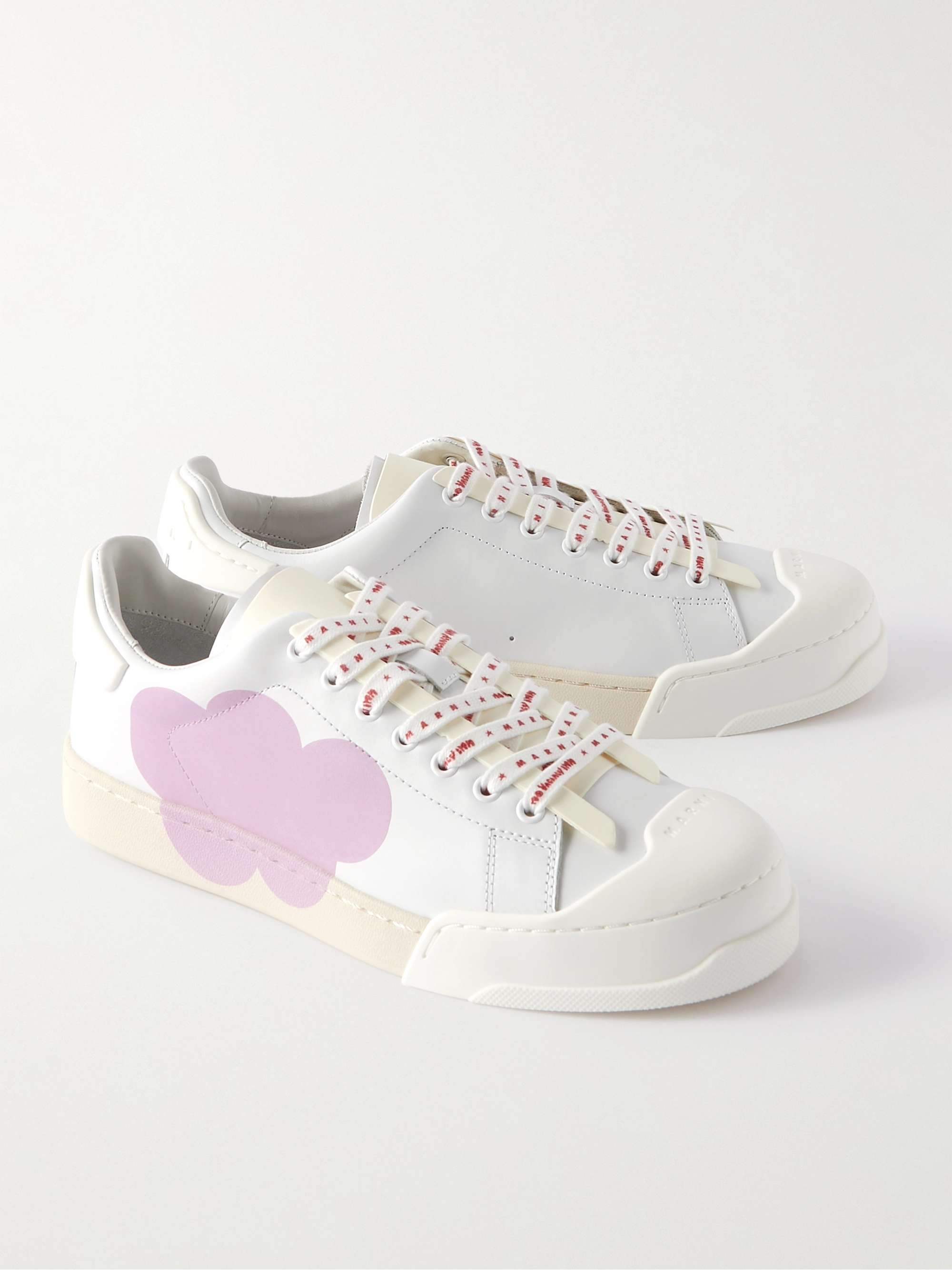 MARNI + No Vacancy Inn Dada Rubber-Trimmed Printed Leather Sneakers