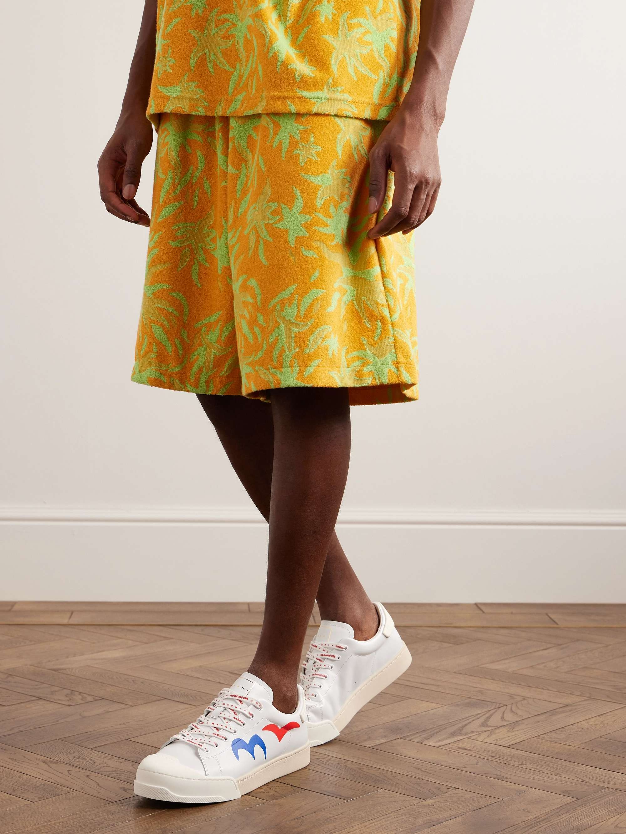 MARNI + No Vacancy Inn Dada Rubber-Trimmed Printed Leather Sneakers