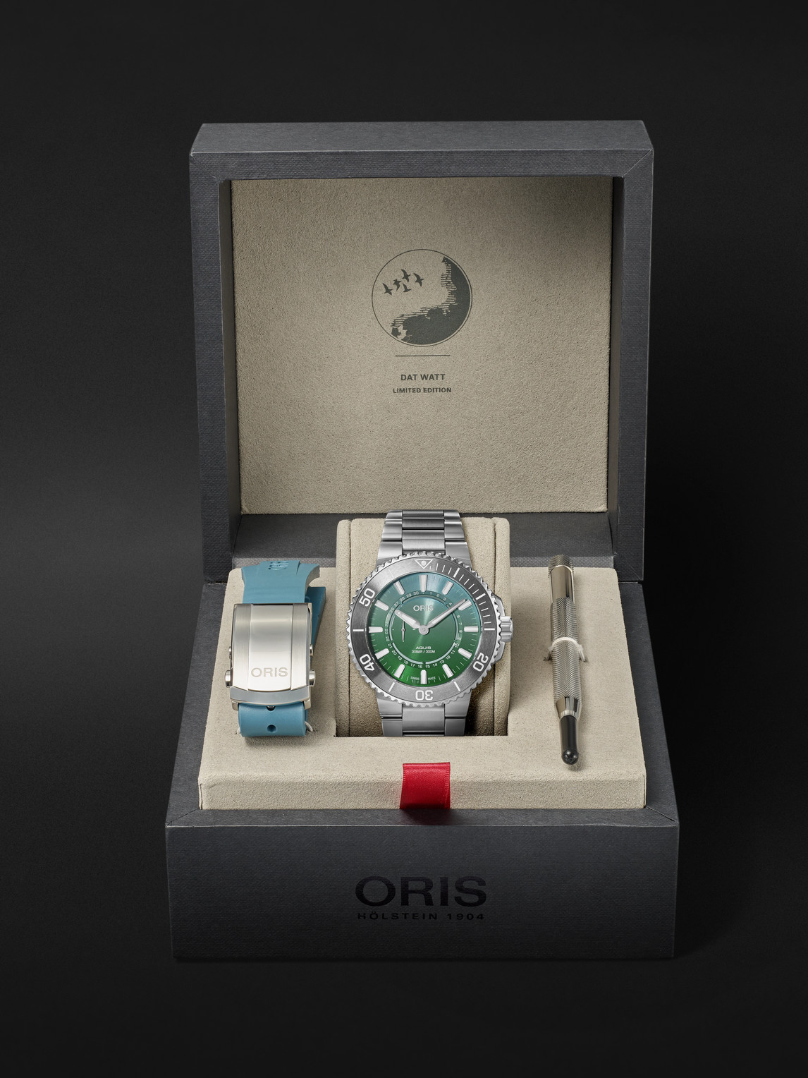 Shop Oris Aquis Dat Watt Limited Edition Ii Automatic 43.5mm Stainless Steel Watch, Ref. No. 01 743 7734 4197- In Green