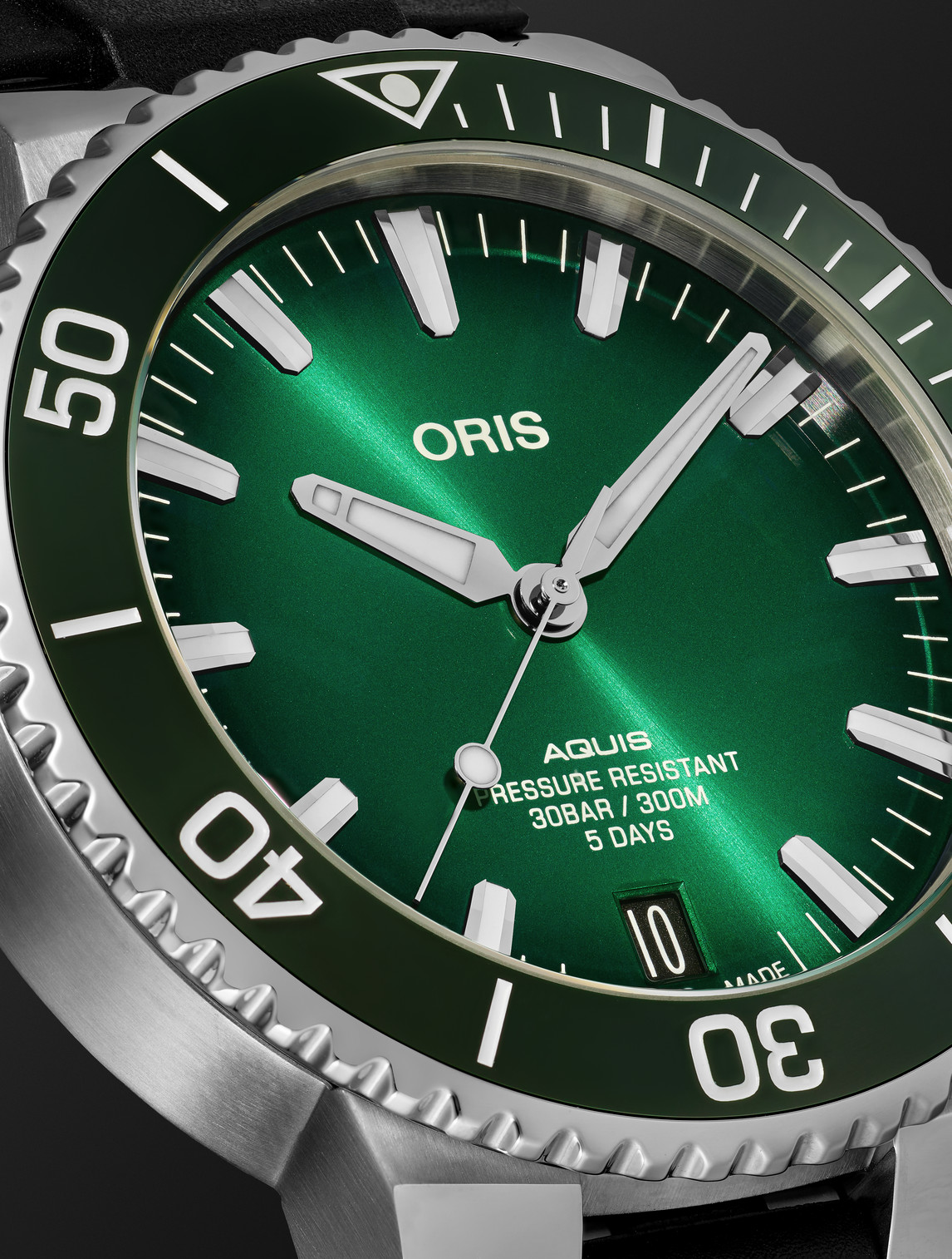 Shop Oris Aquis Automatic 43.5mm Stainless Steel And Rubber Watch, Ref. No. 01 400 7763 4157-07 4 24 74eb In Green