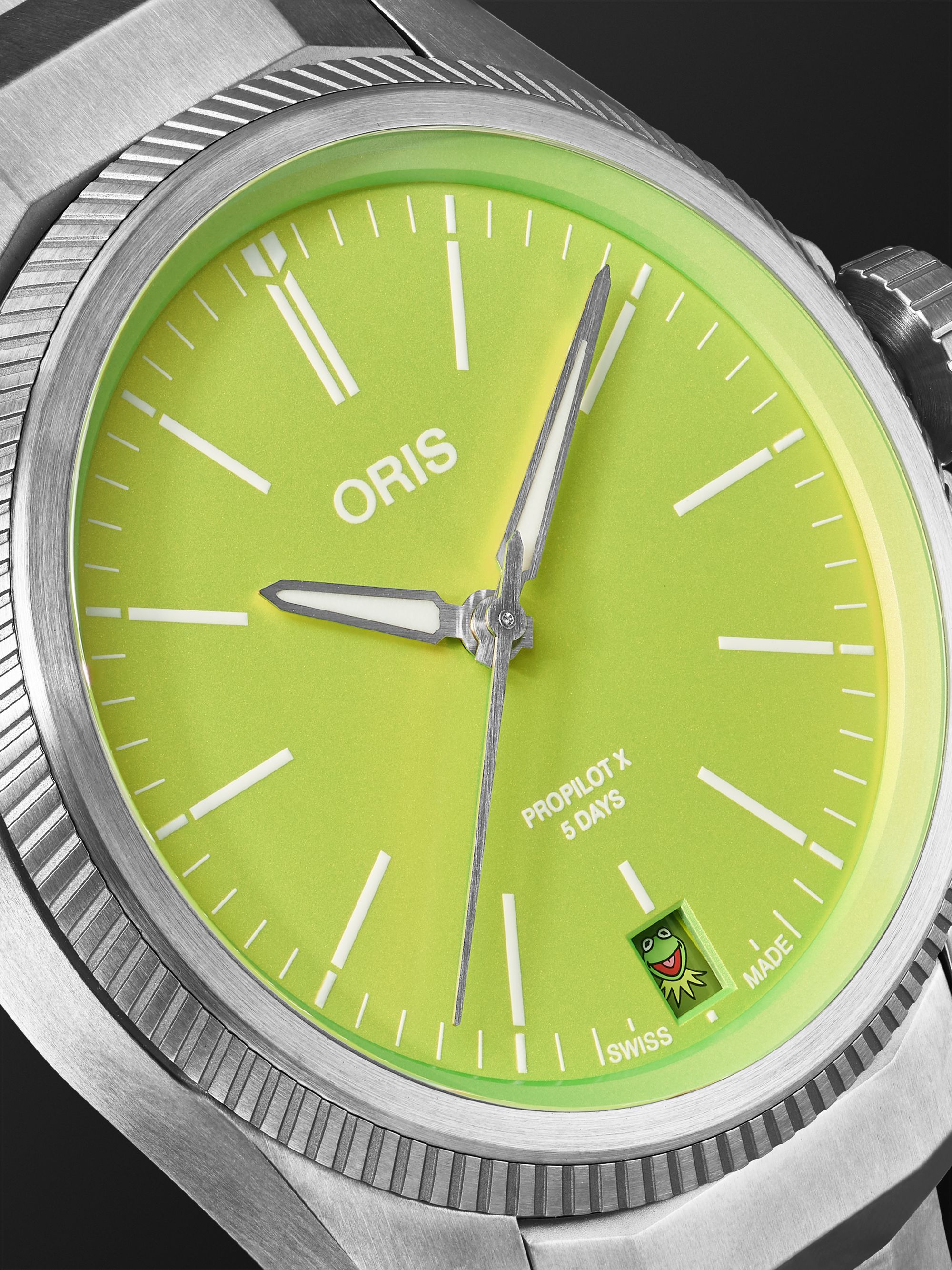 ORIS ProPilot X Kermit Limited Edition 39mm Titanium Watch, Ref. No. 01 400 7778 7157-07 7 20 01TLCGreen