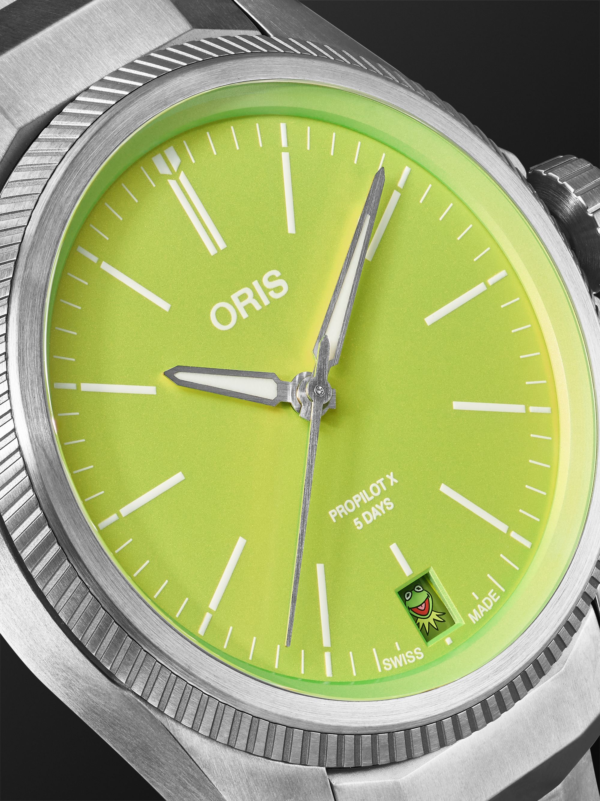 ORIS ProPilot X Kermit ウォッチ リミテッドエディション 39mm チタン リファレンス番号01 400 7778 7157-07 7 20 01TLCGreen