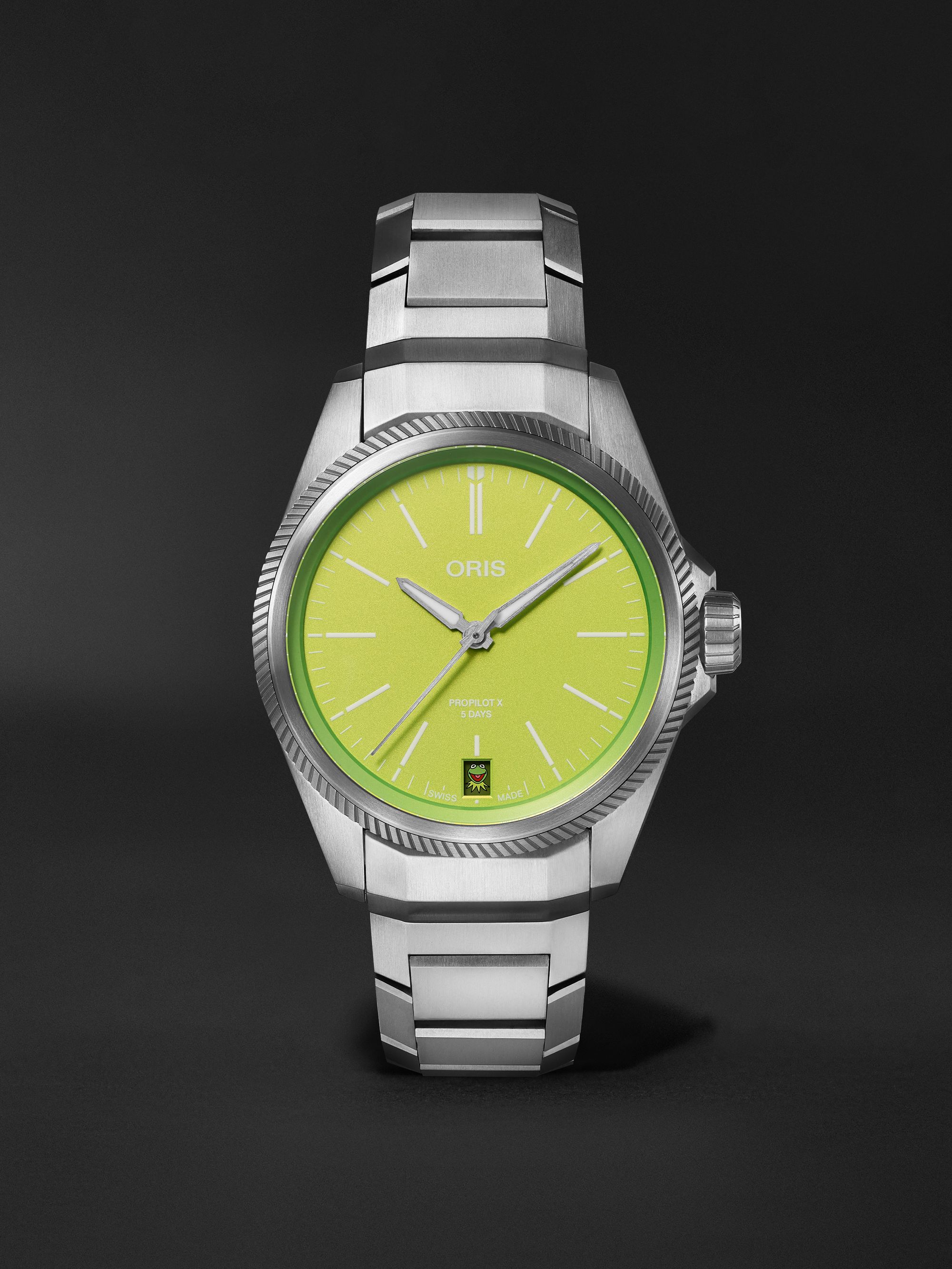 ORIS ProPilot X Kermit Limited Edition 39mm Titanium Watch, Ref. No. 01 400 7778 7157-07 7 20 01TLCGreen