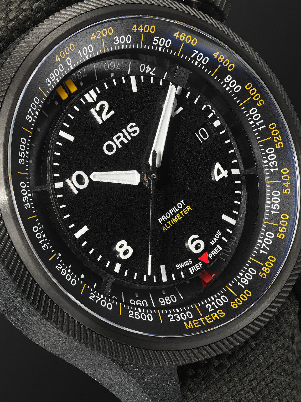 Shop Oris Propilot Altimeter Automatic 47mm Pvd-plated Titanium, Carbon Fibre And Canvas Watch, Ref. No. 01 79 In Black