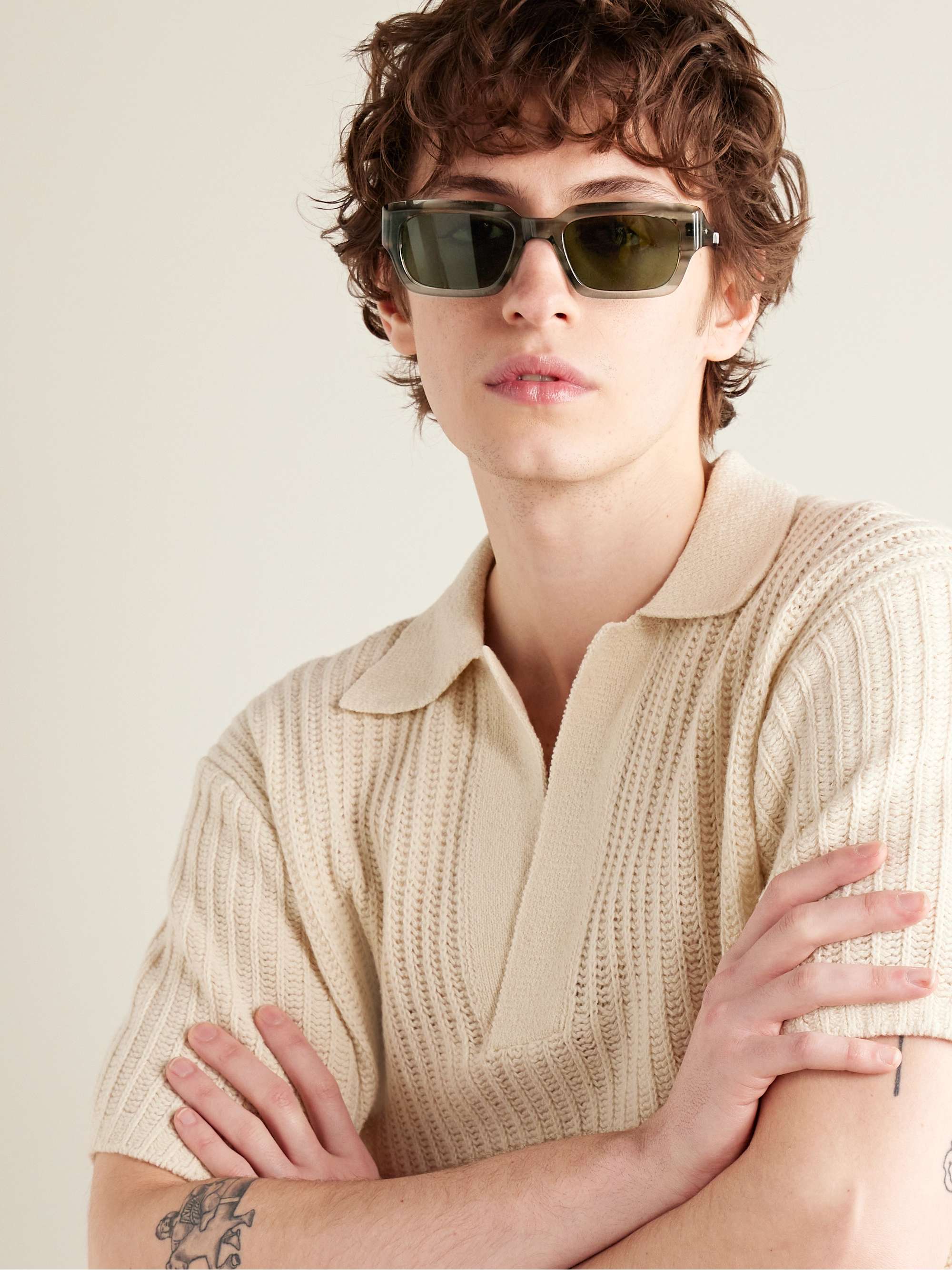 MR LEIGHT Maverick S Rectangular-Frame Acetate and Gunmetal-Tone Sunglasses