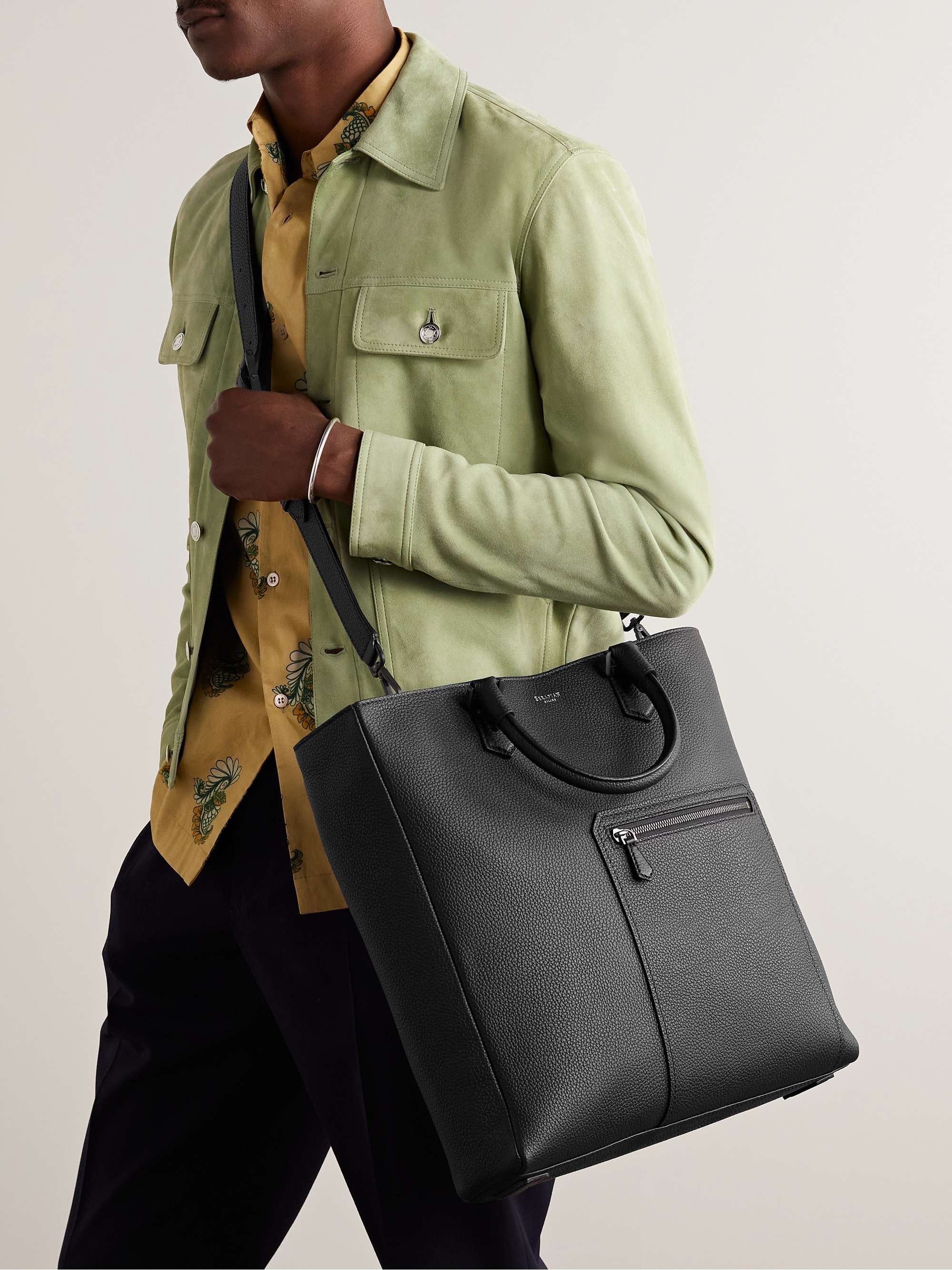 SERAPIAN Logo-Print Full-Grain Leather Tote for Men | MR PORTER