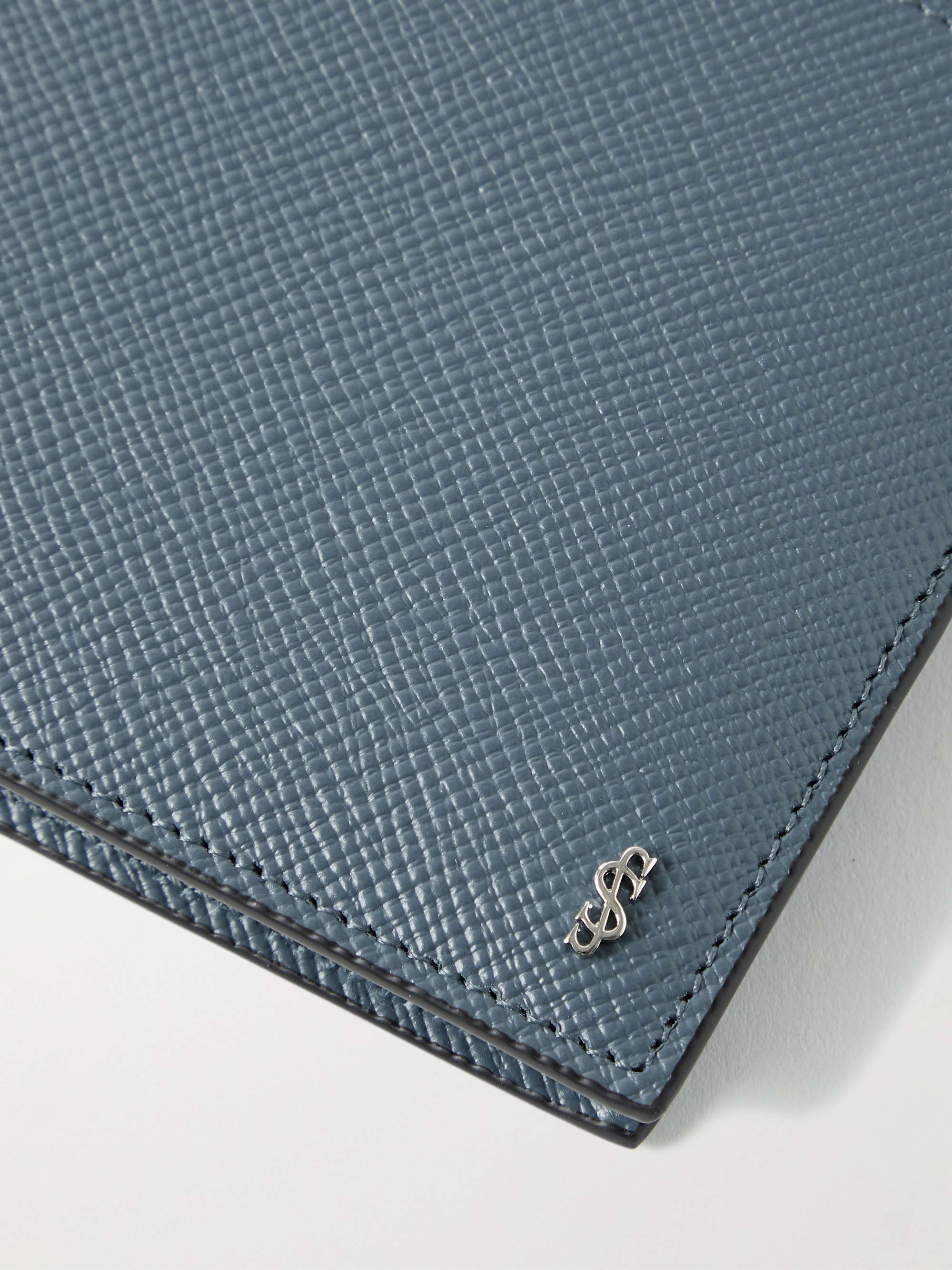 SERAPIAN Logo-Appliquéd Cross-Grain Leather Billfold Wallet