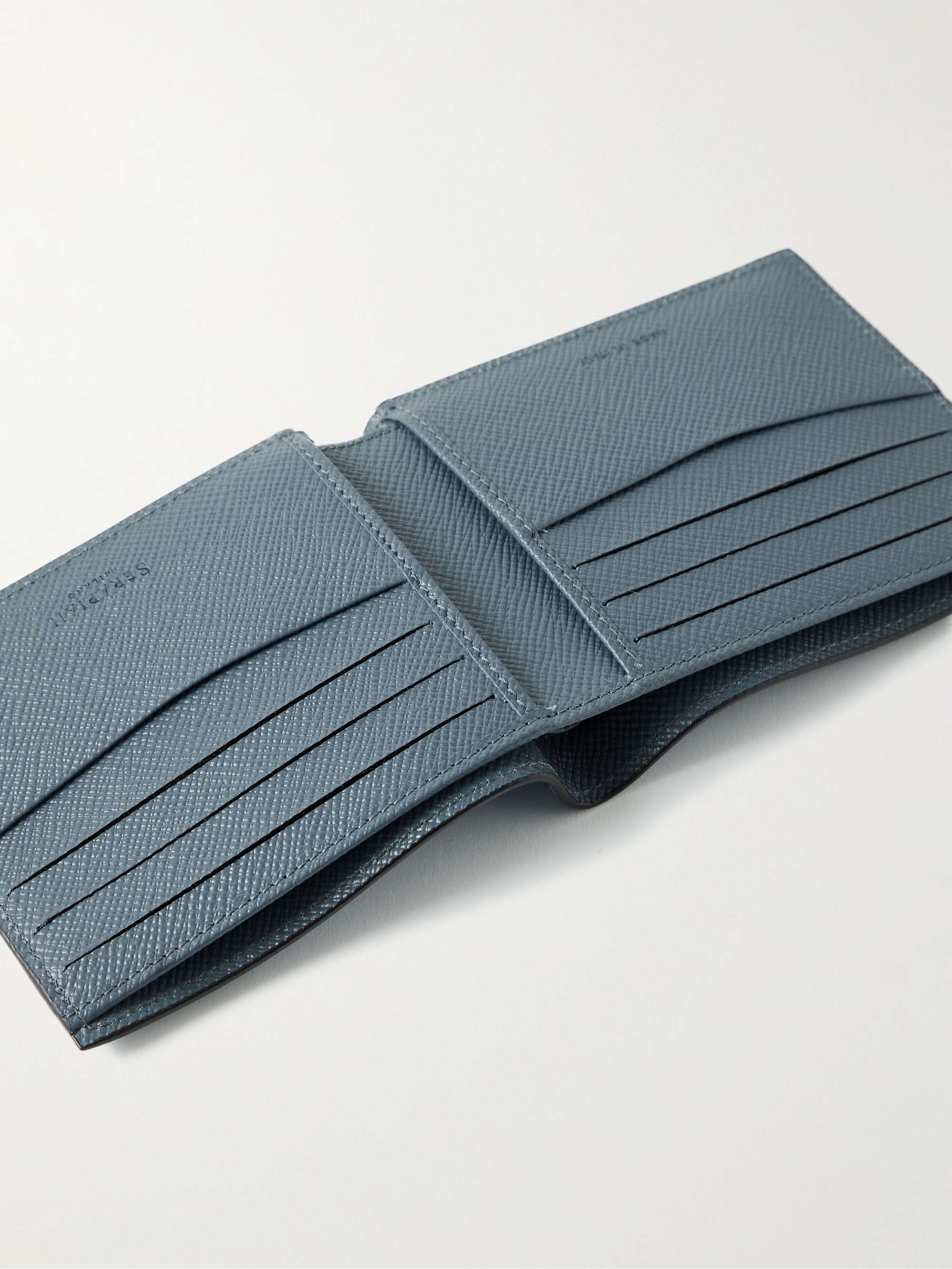 SERAPIAN Logo-Appliquéd Cross-Grain Leather Billfold Wallet