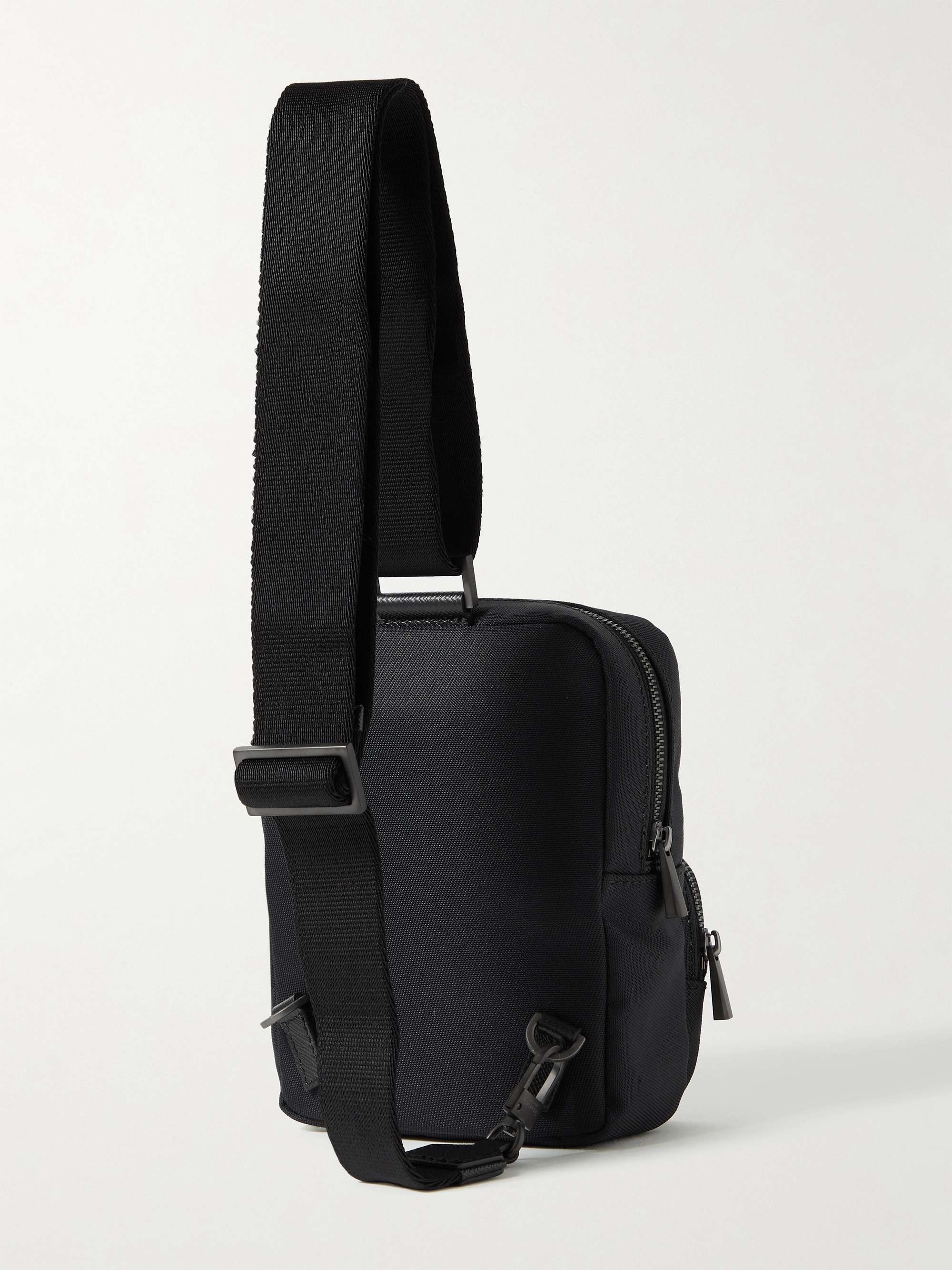 SERAPIAN Evoluzione Cross-Grain Leather and Twill Sling Backpack