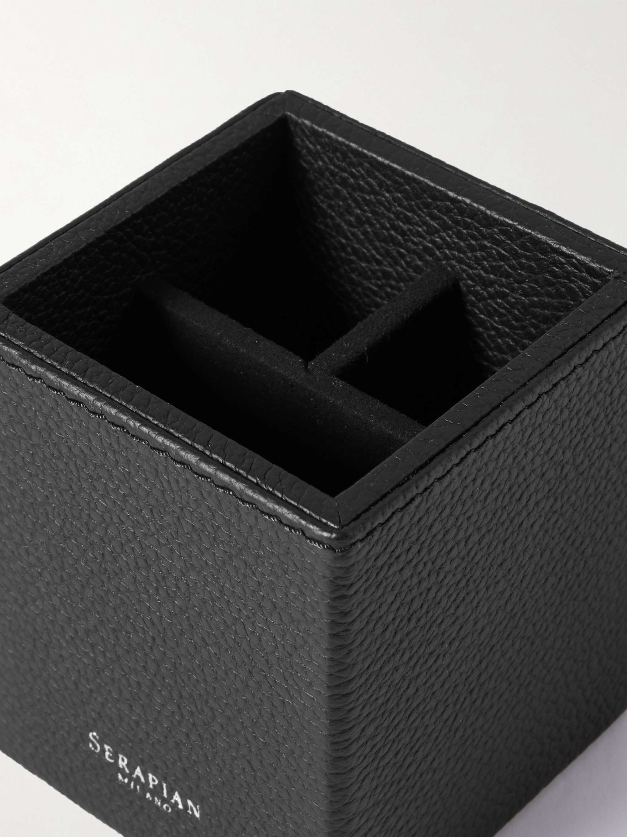 SERAPIAN Cachemire Logo-Print Full-Grain Leather Pen Pot