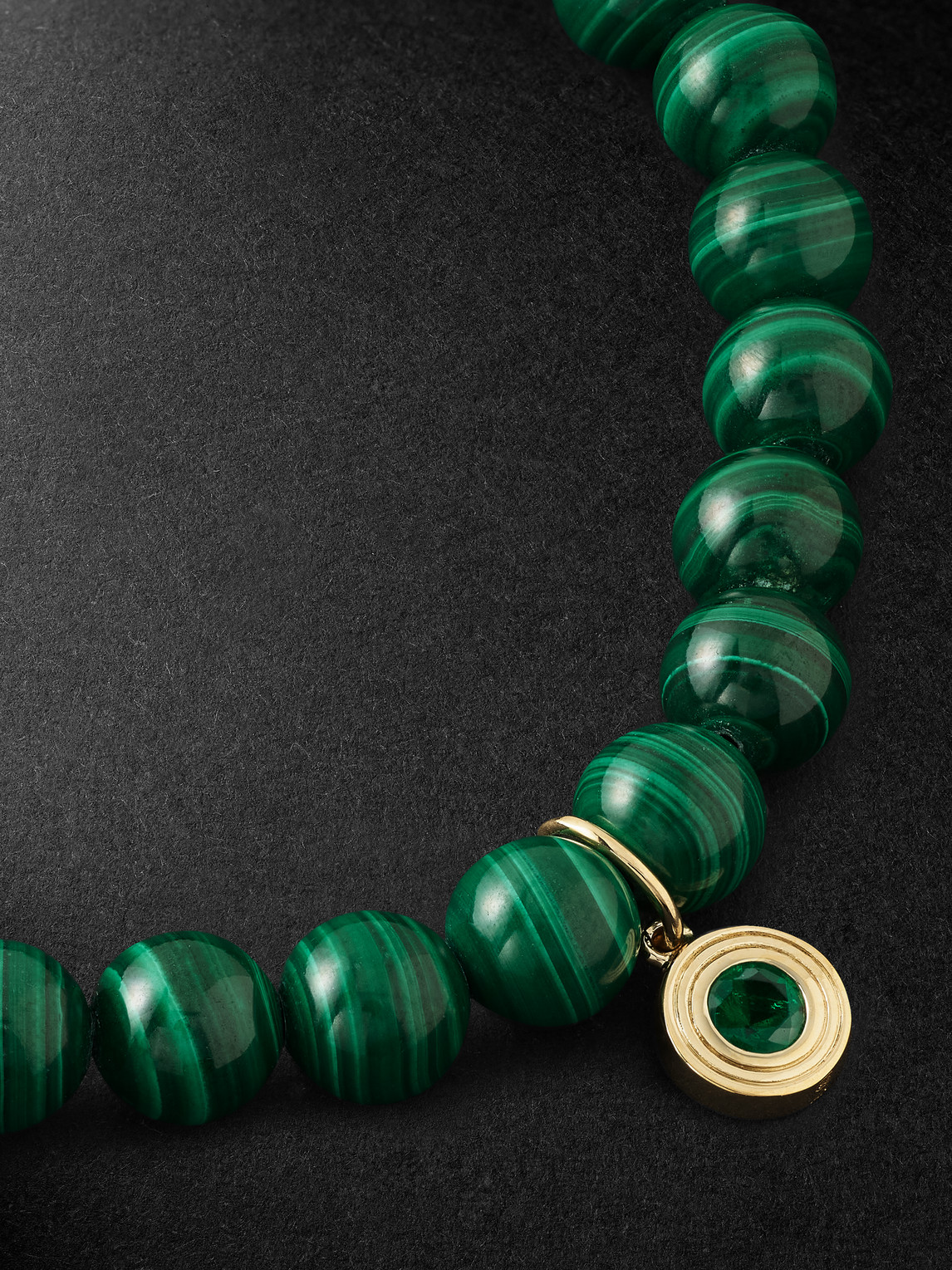 Shop Sydney Evan Gold, Malachite And Emerald Beaded Bracelet In Green