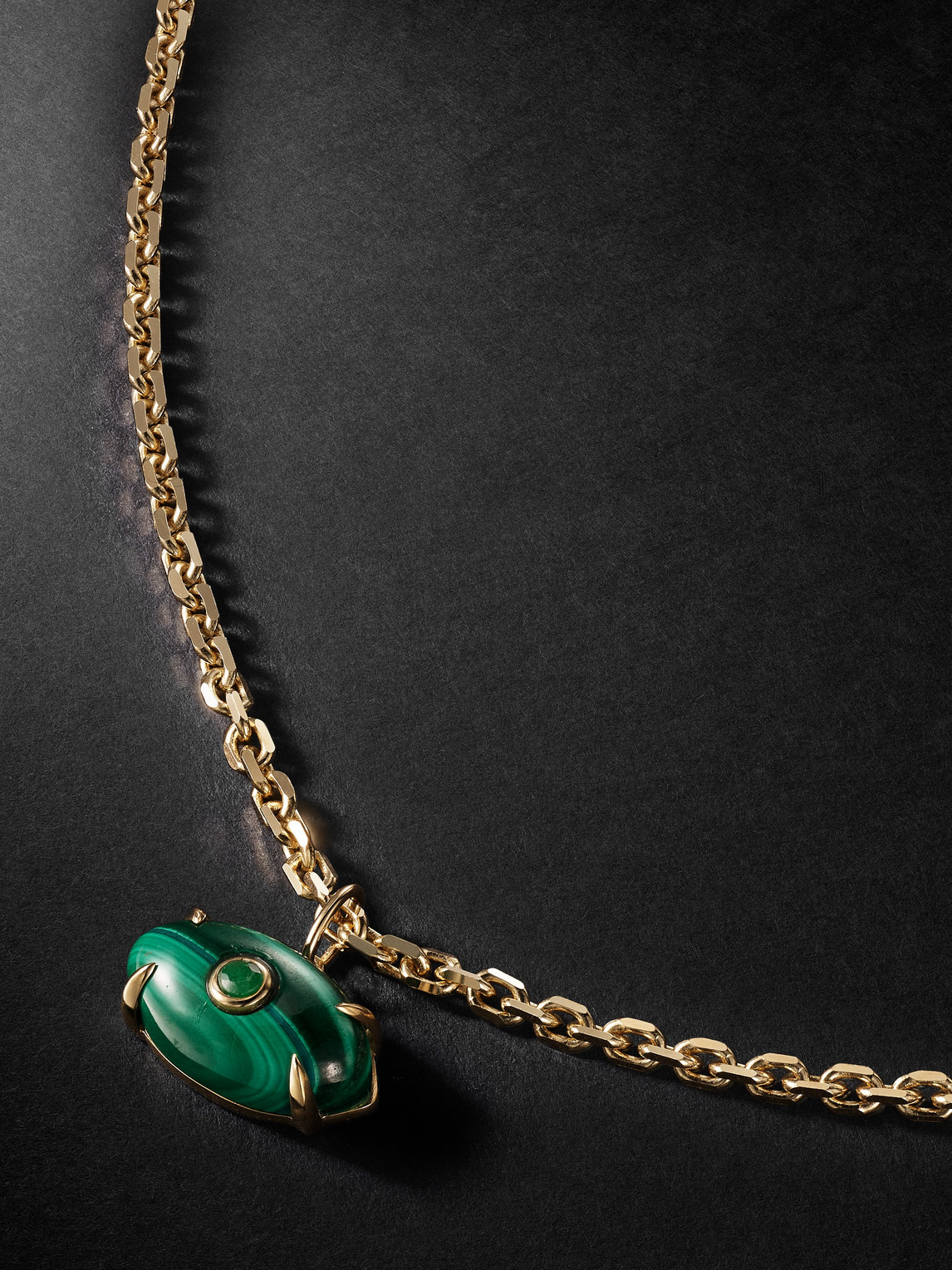 Shop Sydney Evan Evil Eye Gold Malachite Necklace In Green