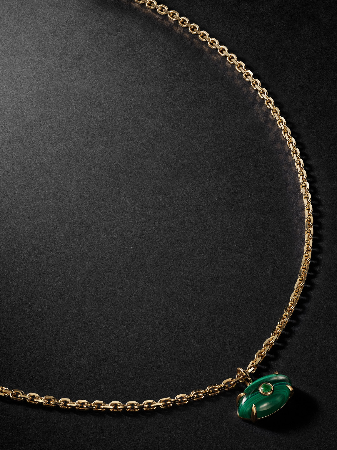 Sydney Evan Evil Eye Gold Malachite Necklace - Men