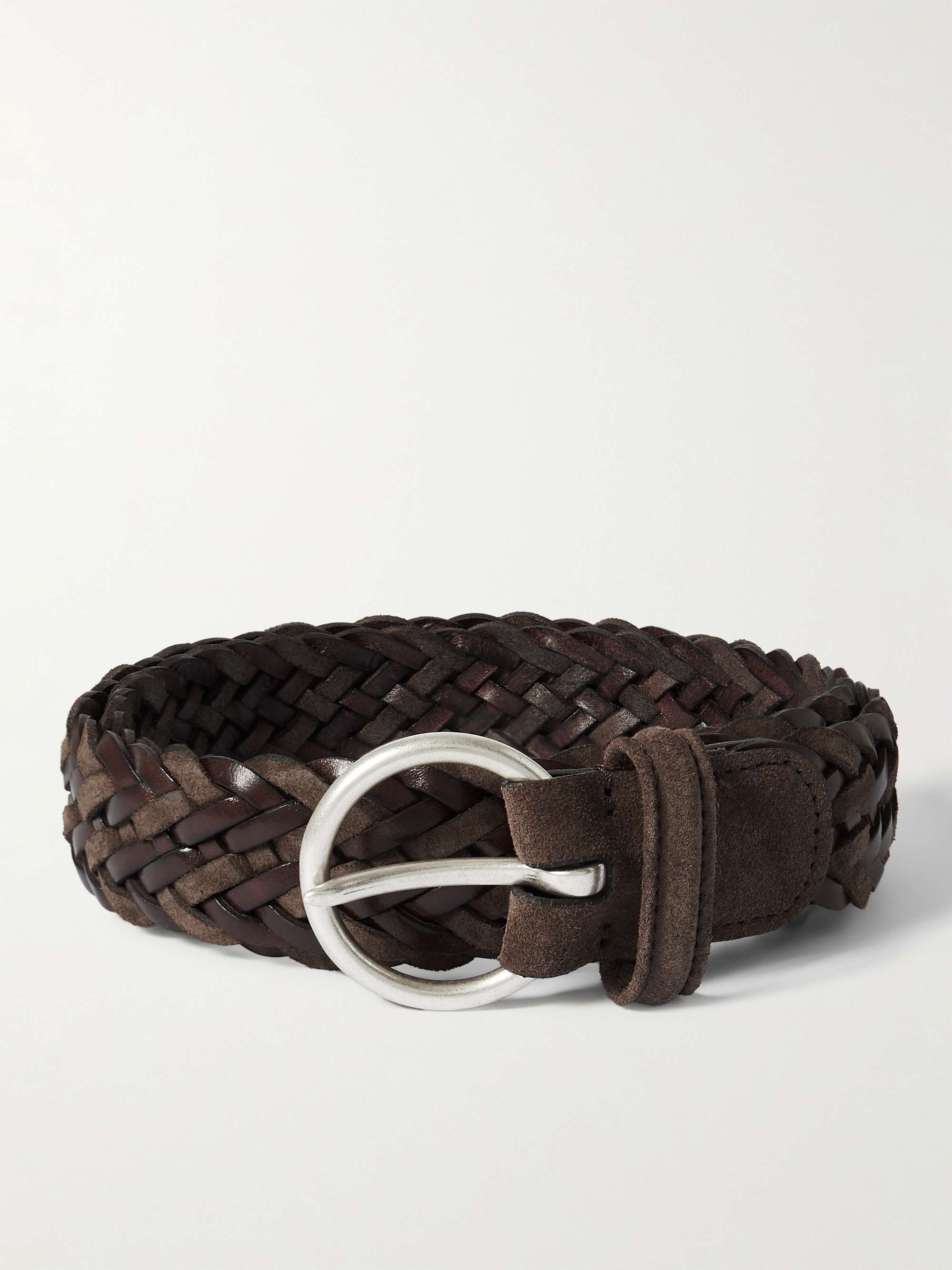 ANDERSON'S 3.5cm Woven Leather and Suede Belt for Men | MR PORTER