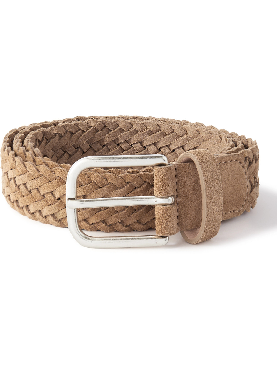 Anderson's 3cm Woven Suede Belt In Neutrals