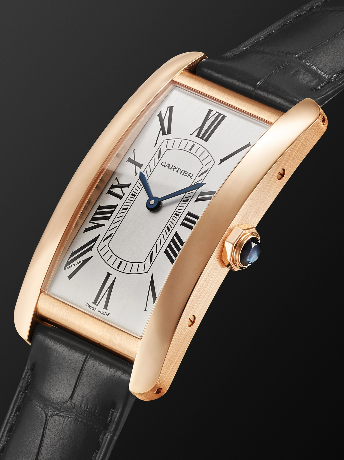  Cartier - Tank Américane Automatic 44.4mm 18-karat Rose Gold And Alligator Watch, Ref. No. Crwgta0134 - Men - White 