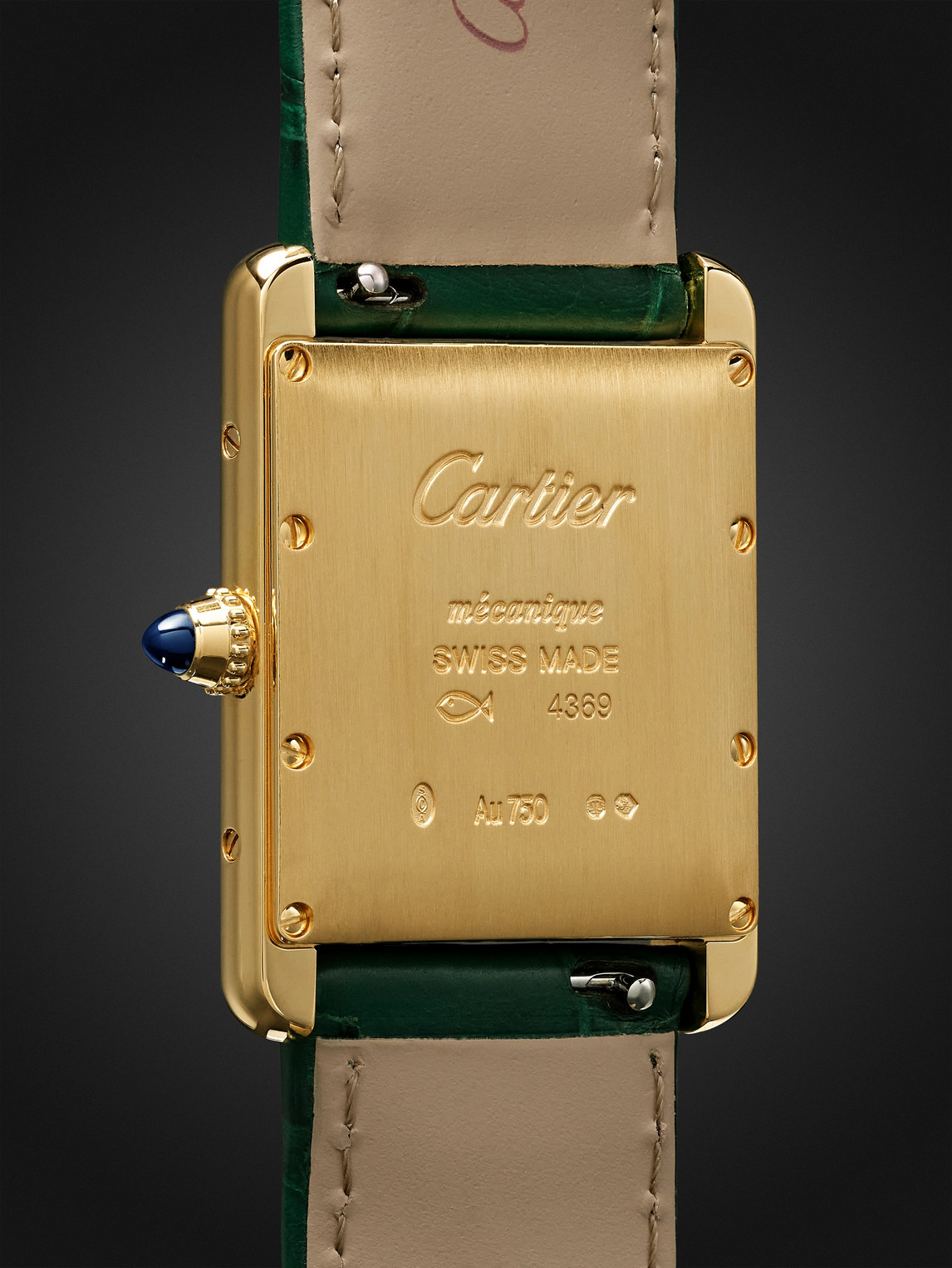  Cartier - Tank Louis Cartier Hand-wound 25.5mm 18-karat Gold And Alligator Watch, Ref. No. Wgta0191 - Men - Green 
