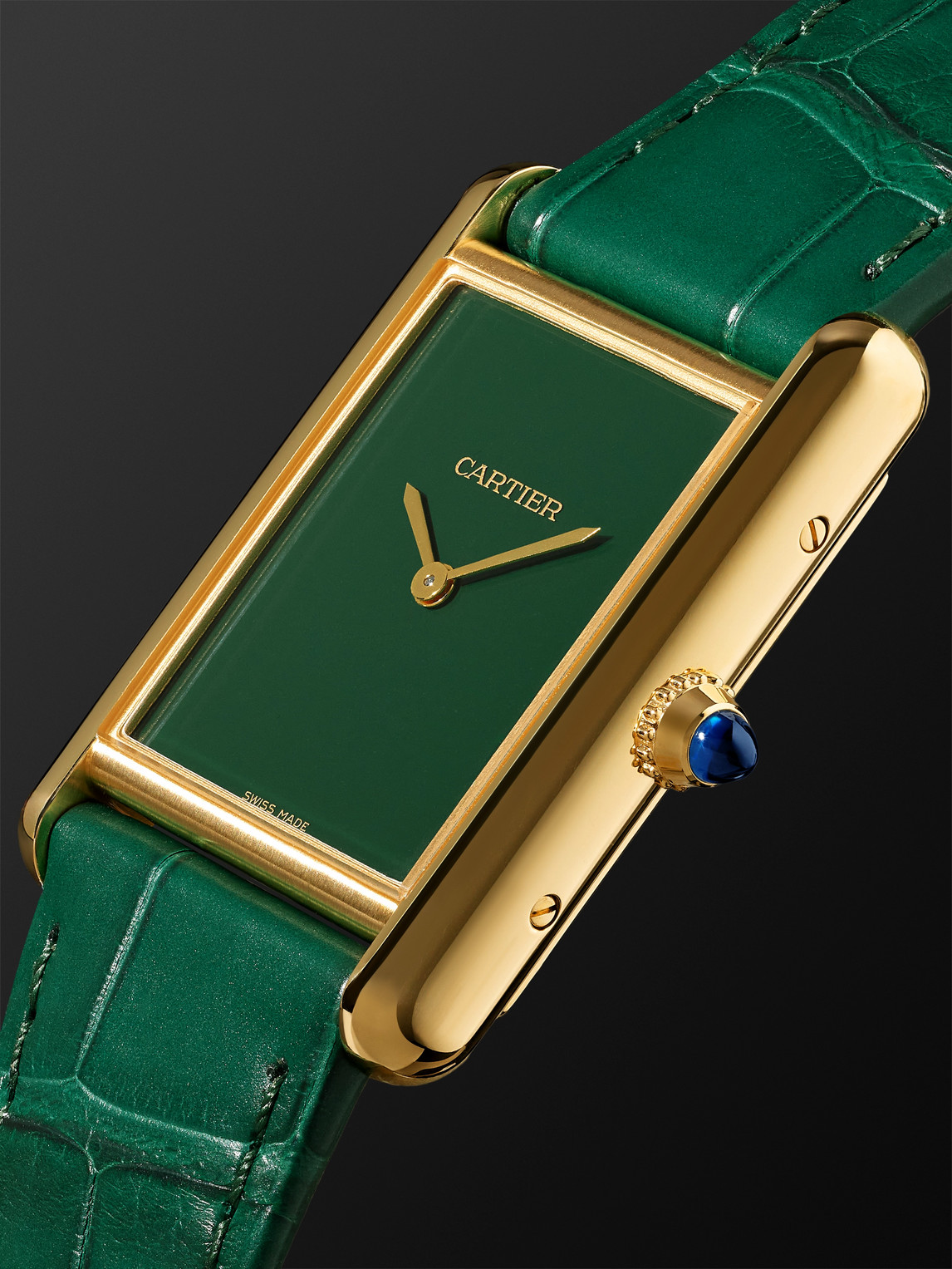  Cartier - Tank Louis Cartier Hand-wound 25.5mm 18-karat Gold And Alligator Watch, Ref. No. Wgta0191 - Men - Green 