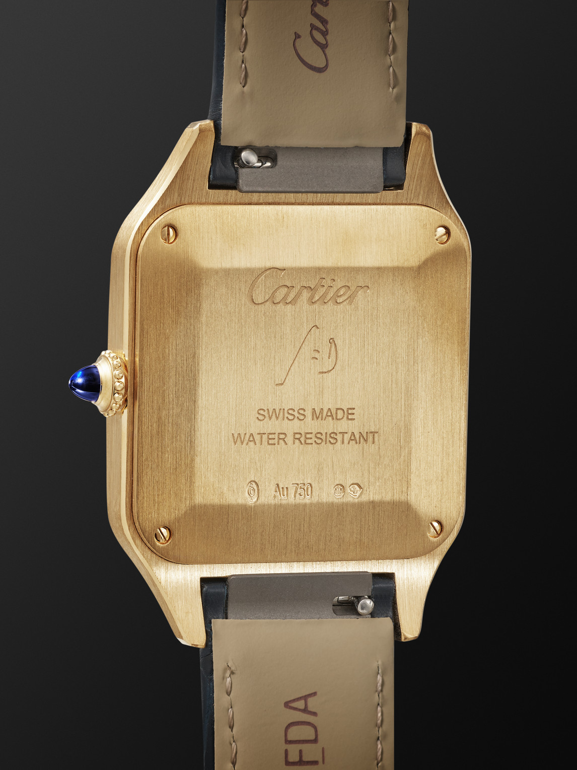  Cartier - Santos-dumont Large 43.5mm 18-karat Gold And Alligator Watch, Ref. No. Crwgsa0077 - Men - Blue 