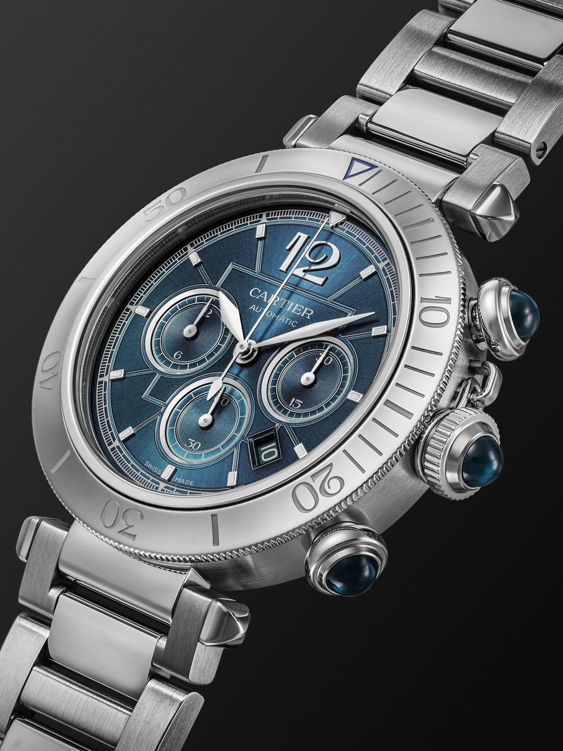  Cartier - Pasha De Cartier Automatic Chronograph 41mm Stainless Steel Watch, Ref. No. Crwspa0039 - Men - Blue 