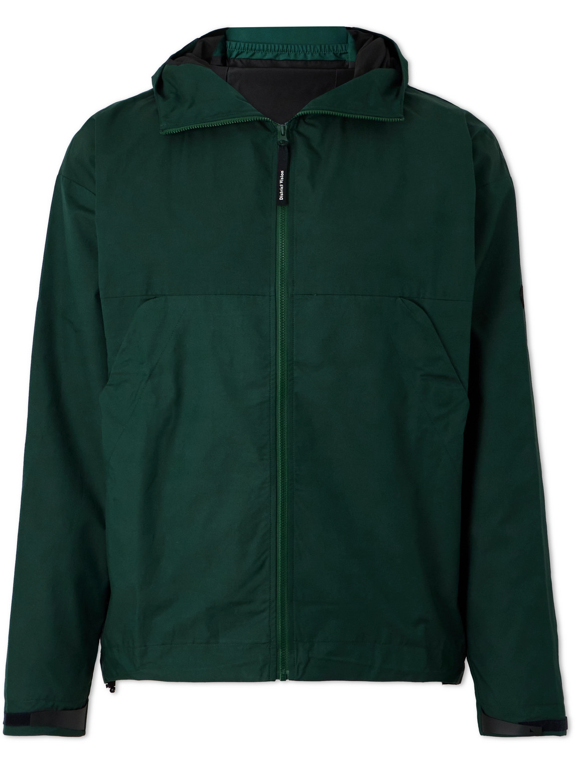 District Vision Logo-appliquéd Organic Cotton And Recycled Shell-blend Hooded Jacket In Pine
