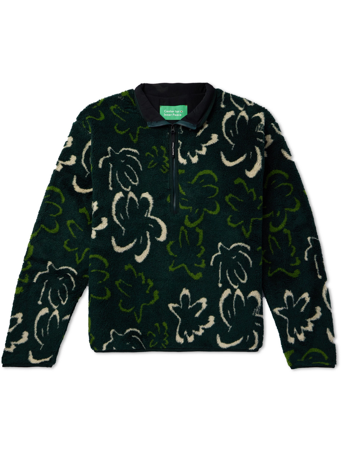 Shop District Vision Floral-print Fleece Half-zip Sweatshirt In Green