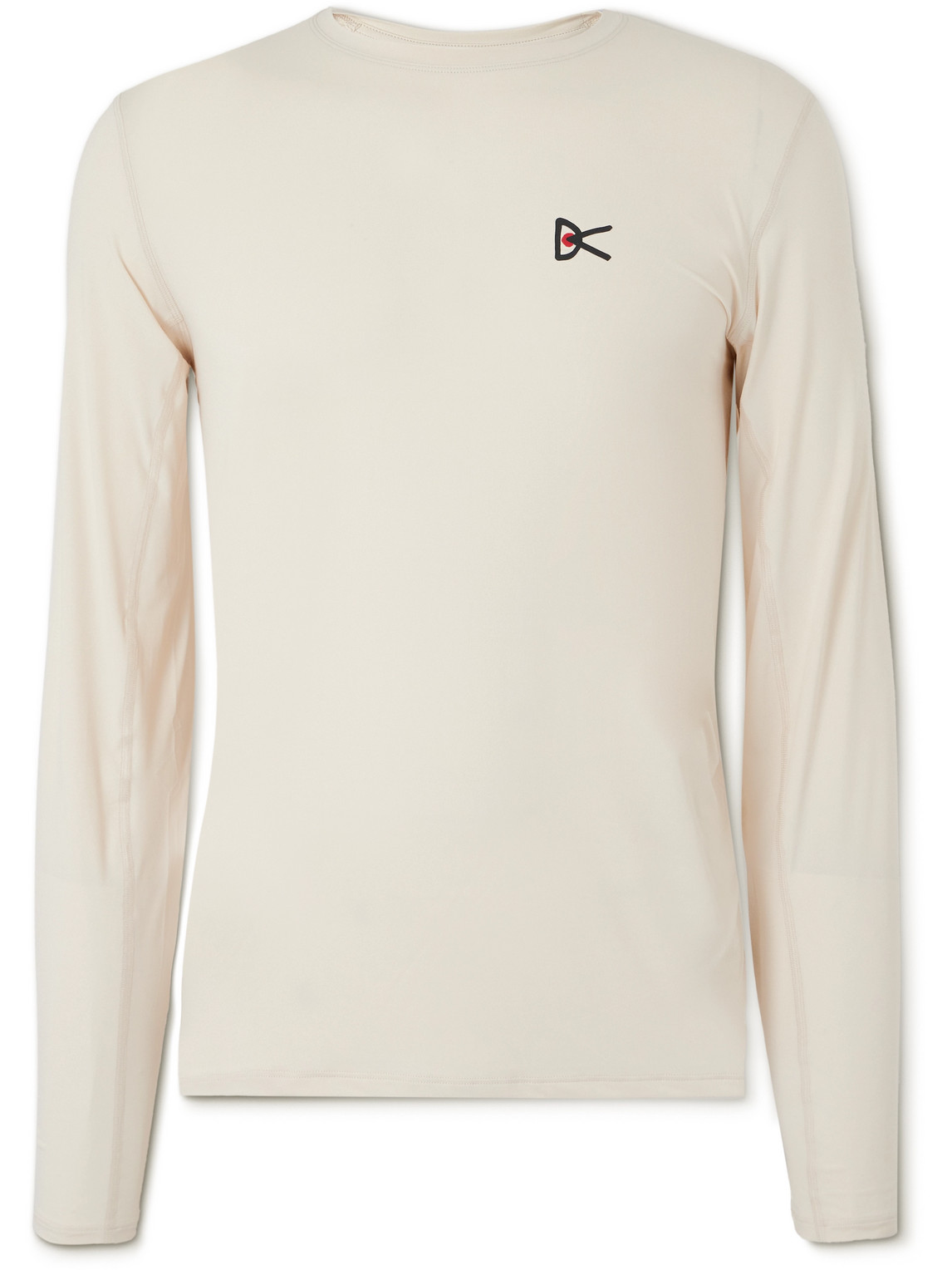 District Vision Aloe Perforated Logo-print Stretch-jersey T-shirt In Neutrals