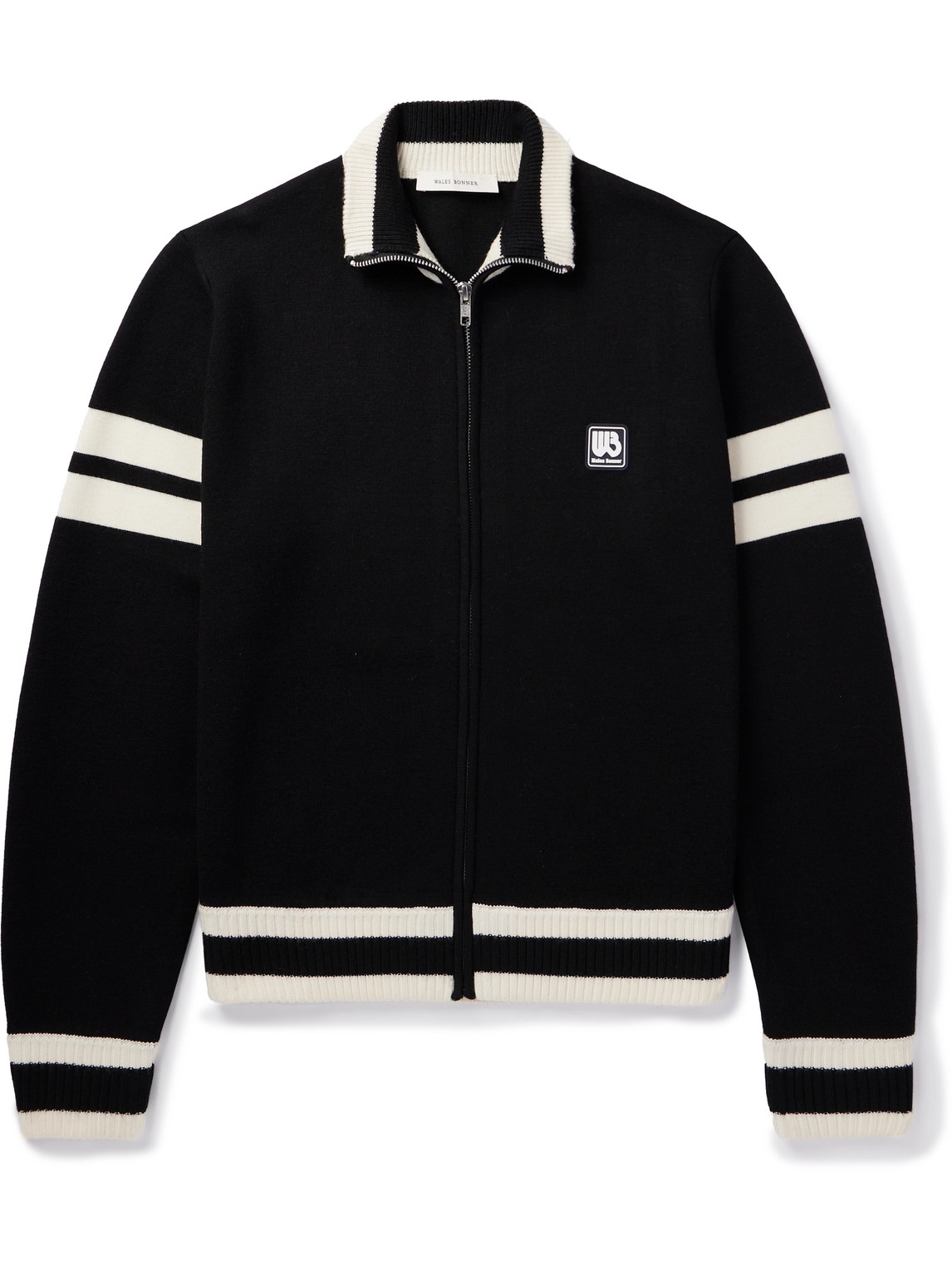 Wales Bonner - Logo-Appliquéd Striped Wool Track Jacket - Men - Black - S