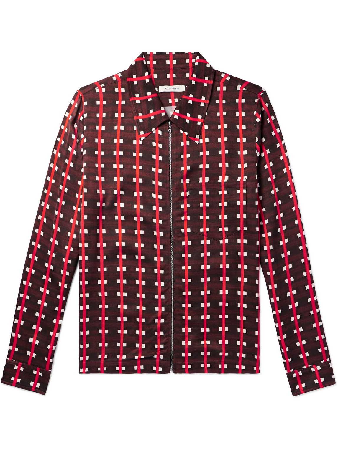 Wales Bonner - Lubaina Himid Printed Jersey Zip-Up Shirt - Men - Red - IT 46