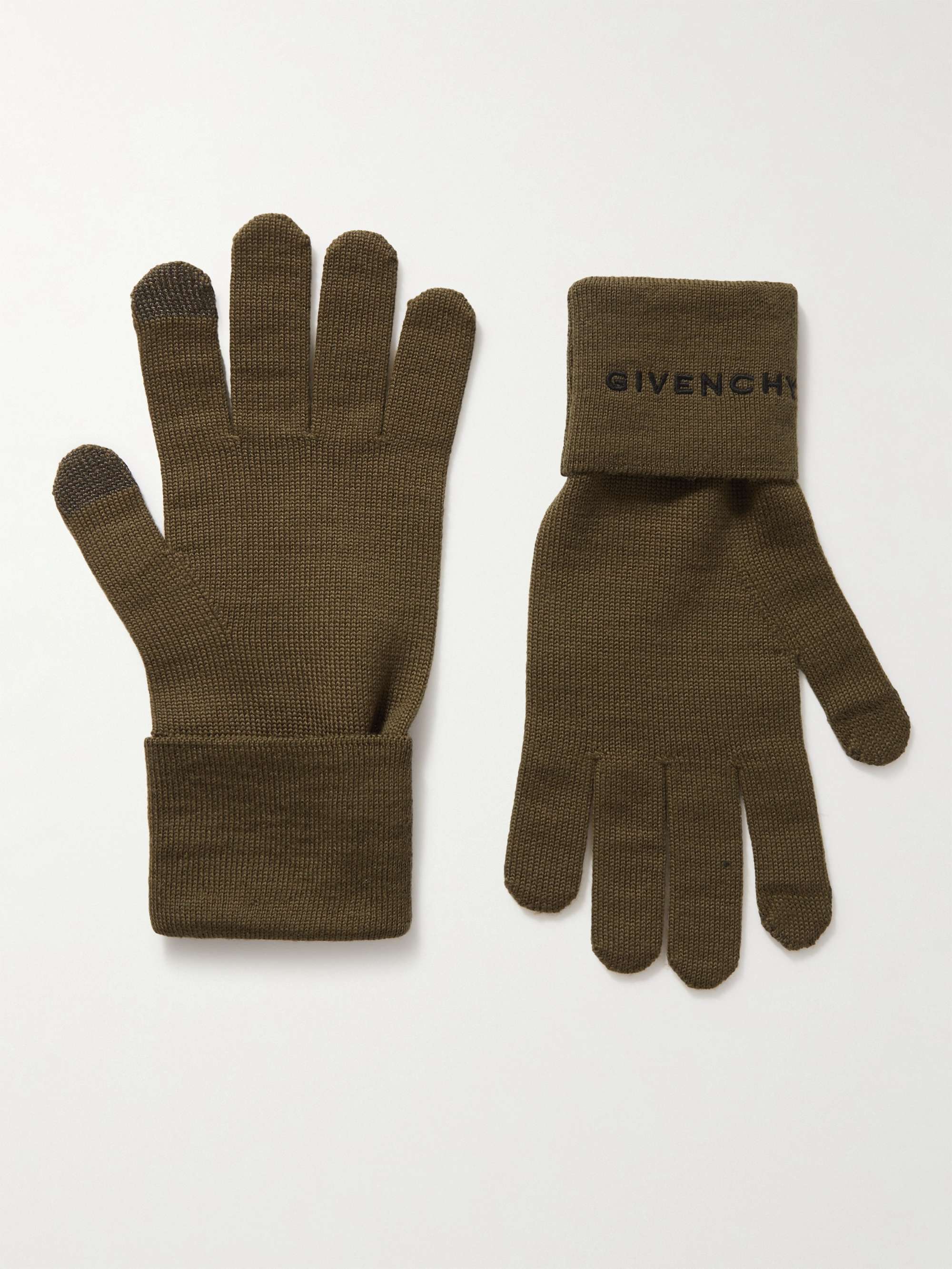 GIVENCHY 4G Logo-Embroidered Wool Gloves for Men