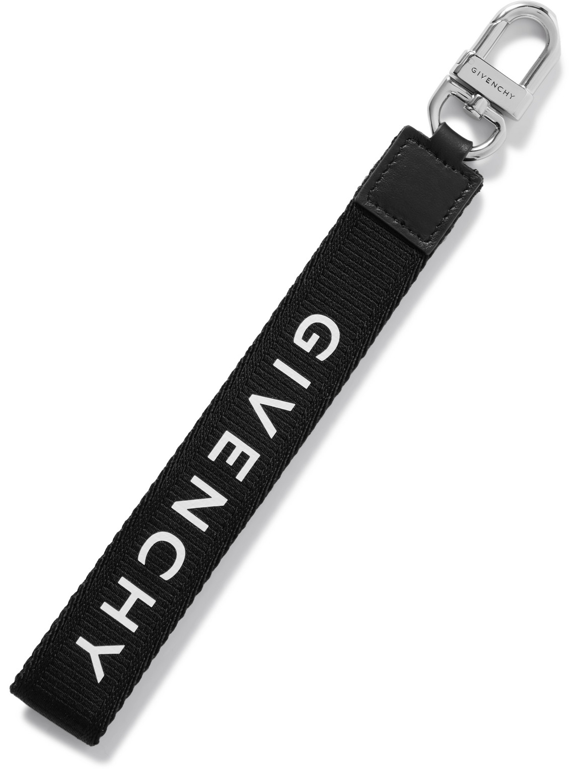 Givenchy – Logo-Print Webbing and Silver-Tone Key Fob