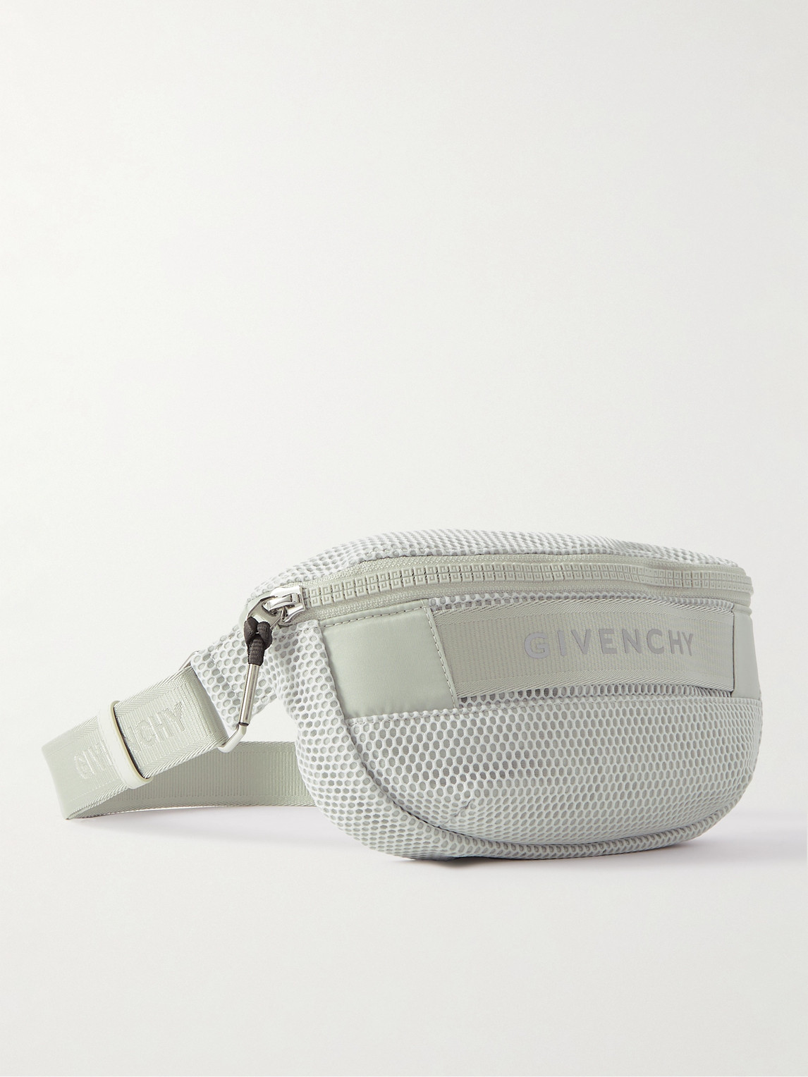 Givenchy G-trek Logo-print Mesh Belt Bag In Light Grey