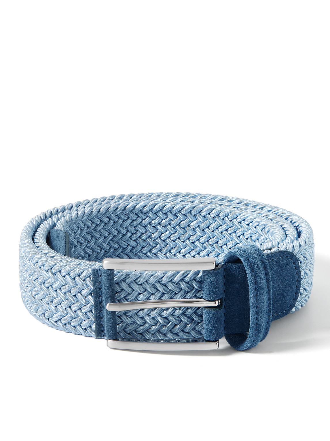 3.5cm Suede-Trimmed Woven Elastic Belt