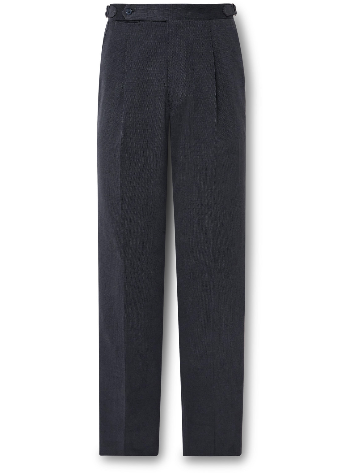 Stòffa Tapered Pleated Cotton-canvas Trousers In Blue