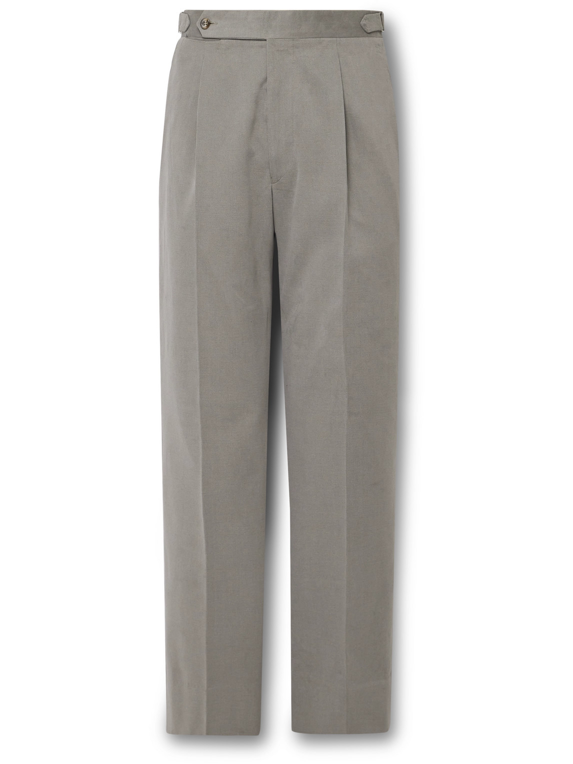 Stòffa Tapered Pleated Brushed Cotton-twill Trousers In Green