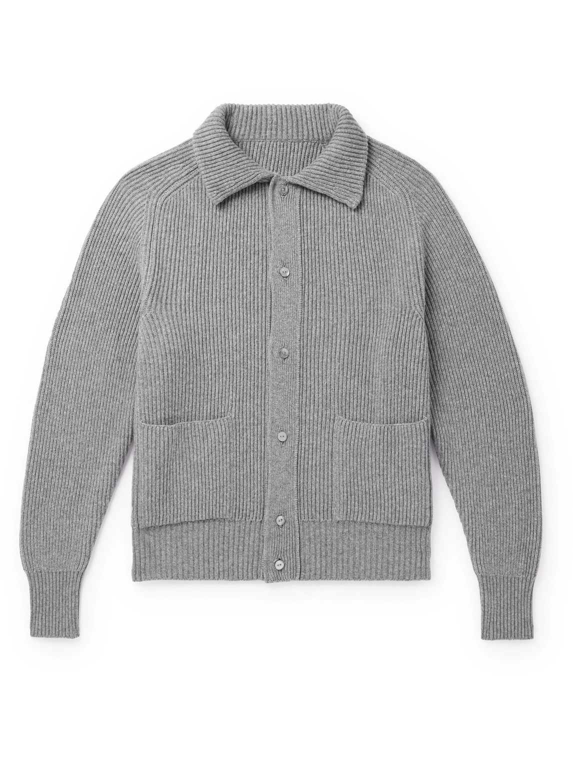 Stòffa Ribbed Cashmere Cardigan In Gray