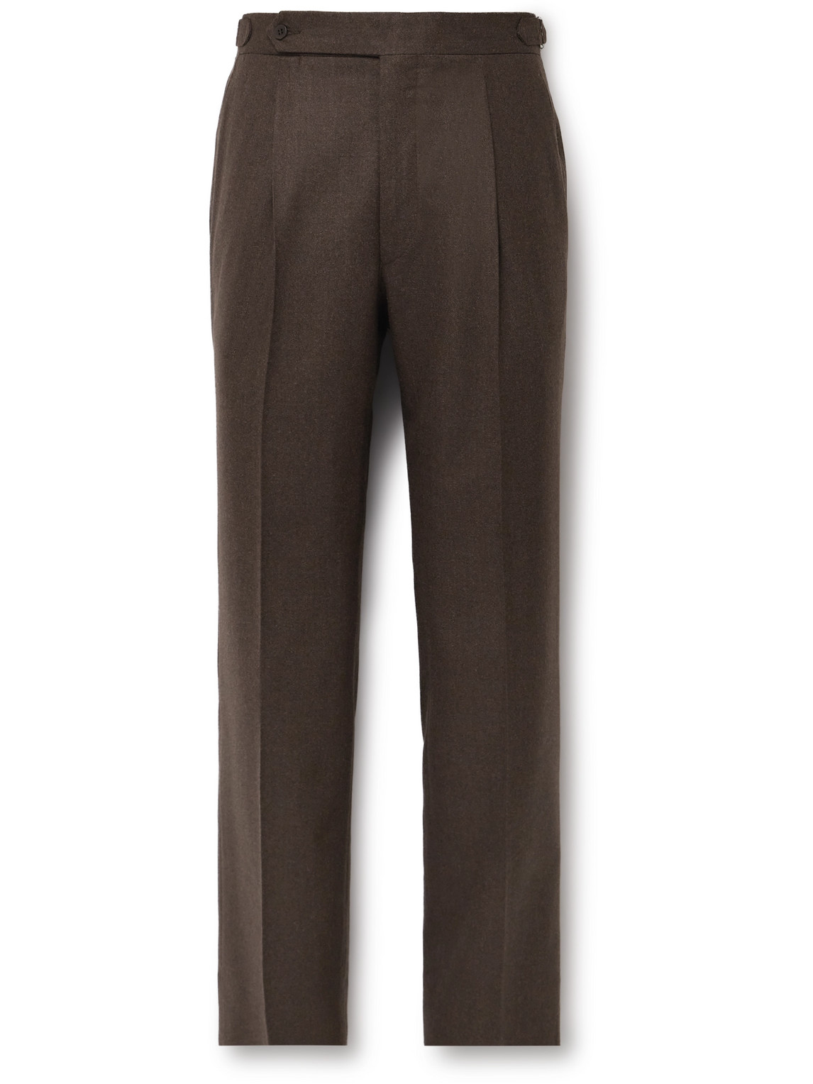Stòffa Tapered Pleated Wool Trousers In Brown