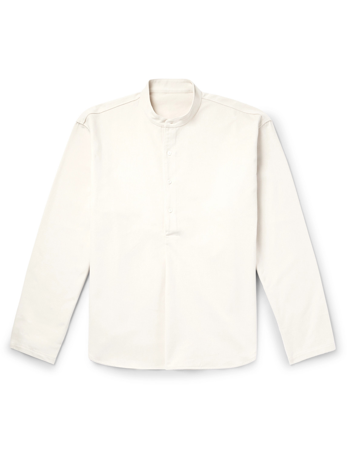 Stòffa Grandad-collar Cotton-twill Half-placket Shirt In White