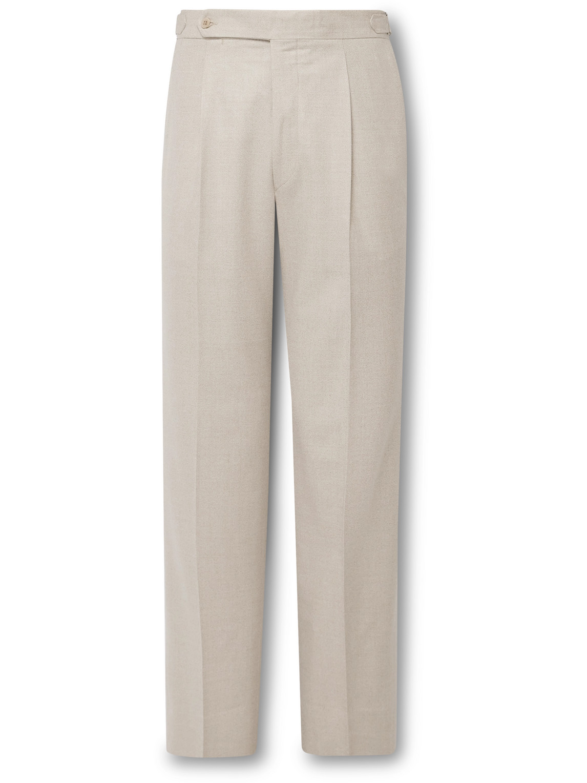 Stòffa Tapered Pleated Wool Trousers In Neutrals