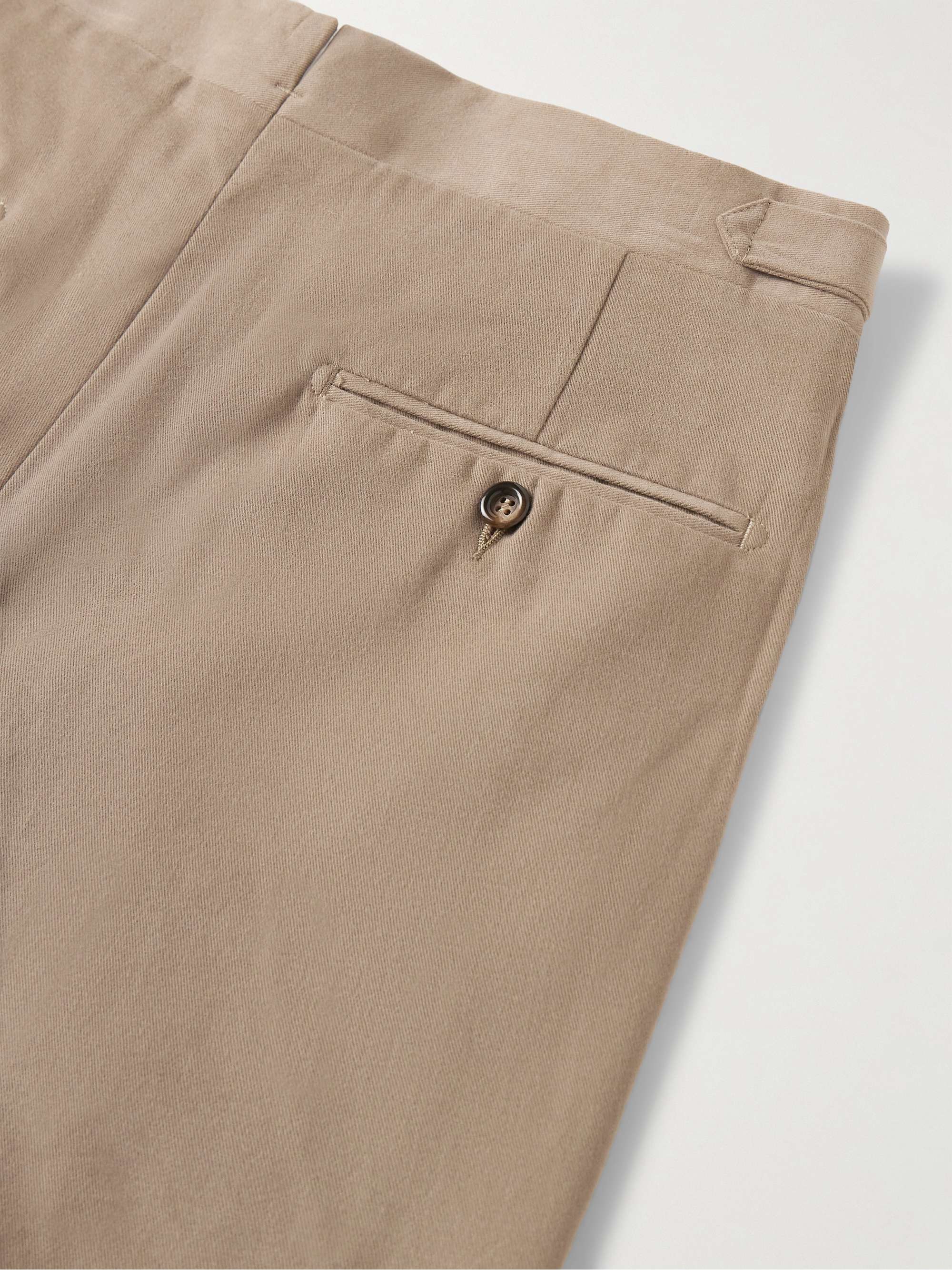 STÒFFA Tapered Pleated Brushed Cotton-Twill Trousers for Men | MR PORTER