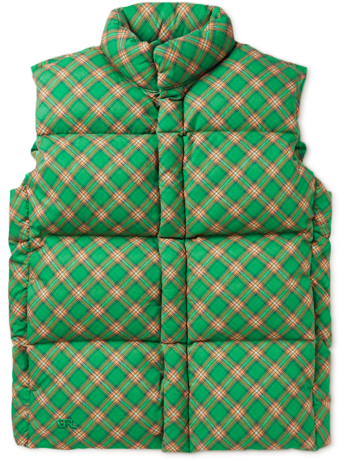 Checked Quilted Cotton-Jacquard Down Gilet