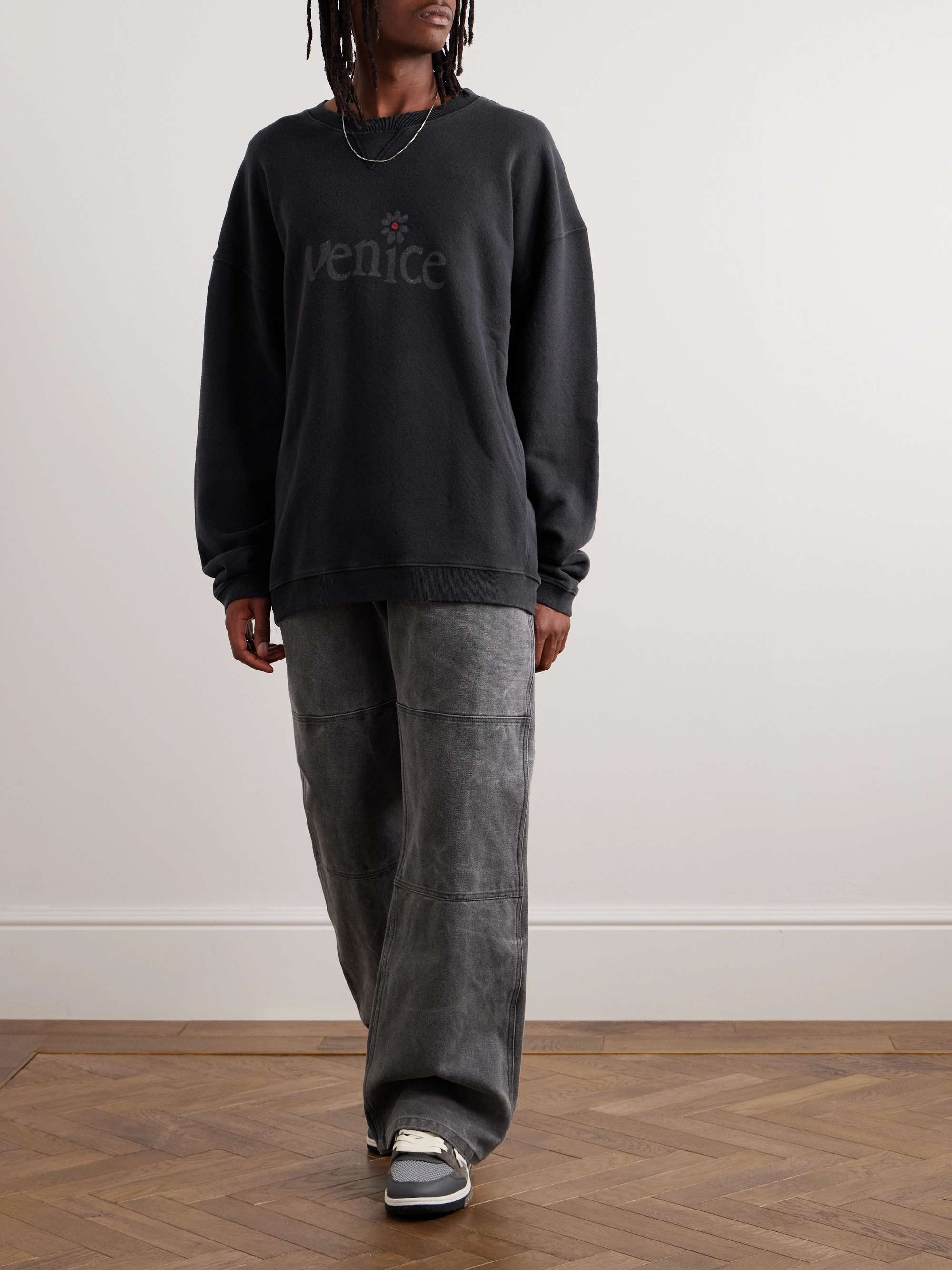 ERL Leaf-print cotton-jersey hoodie