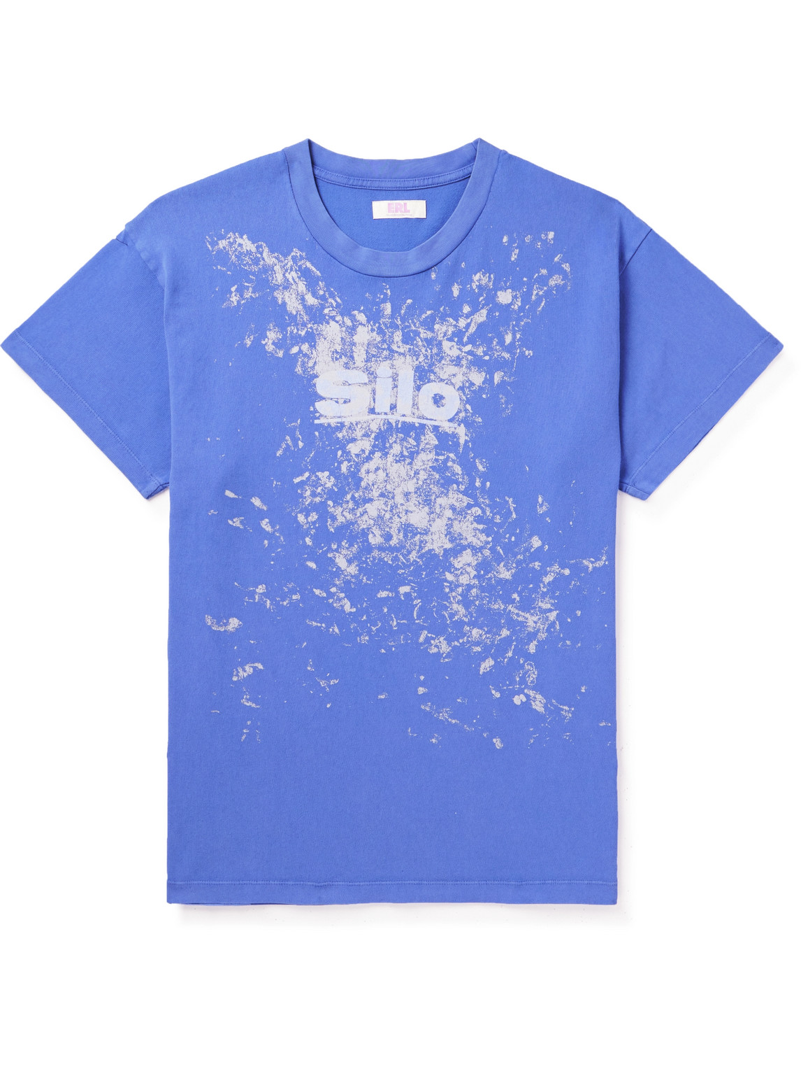 Erl Unisex Stained Tshirt Knit In Blue