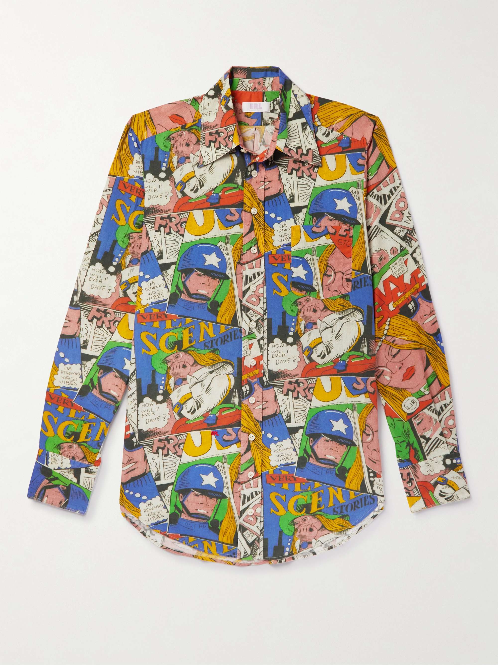 ERL Cutaway-Collar Printed Cotton Shirt