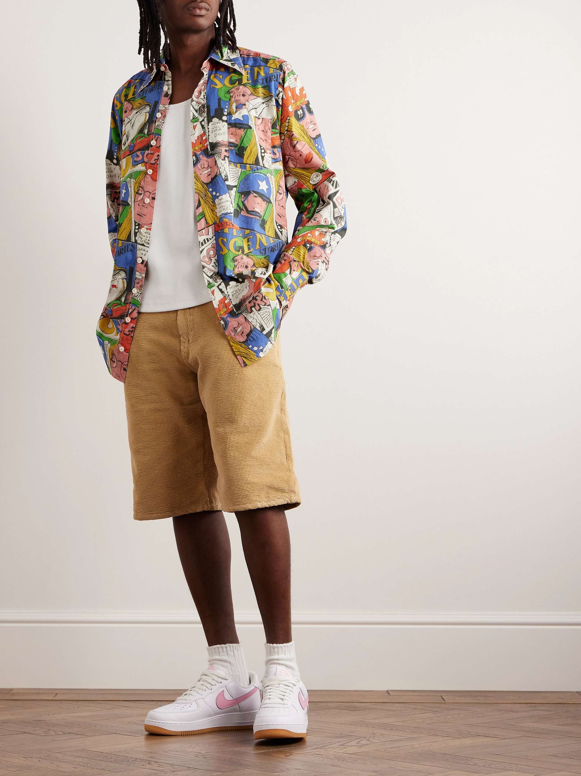 ERL Cutaway-Collar Printed Cotton Shirt