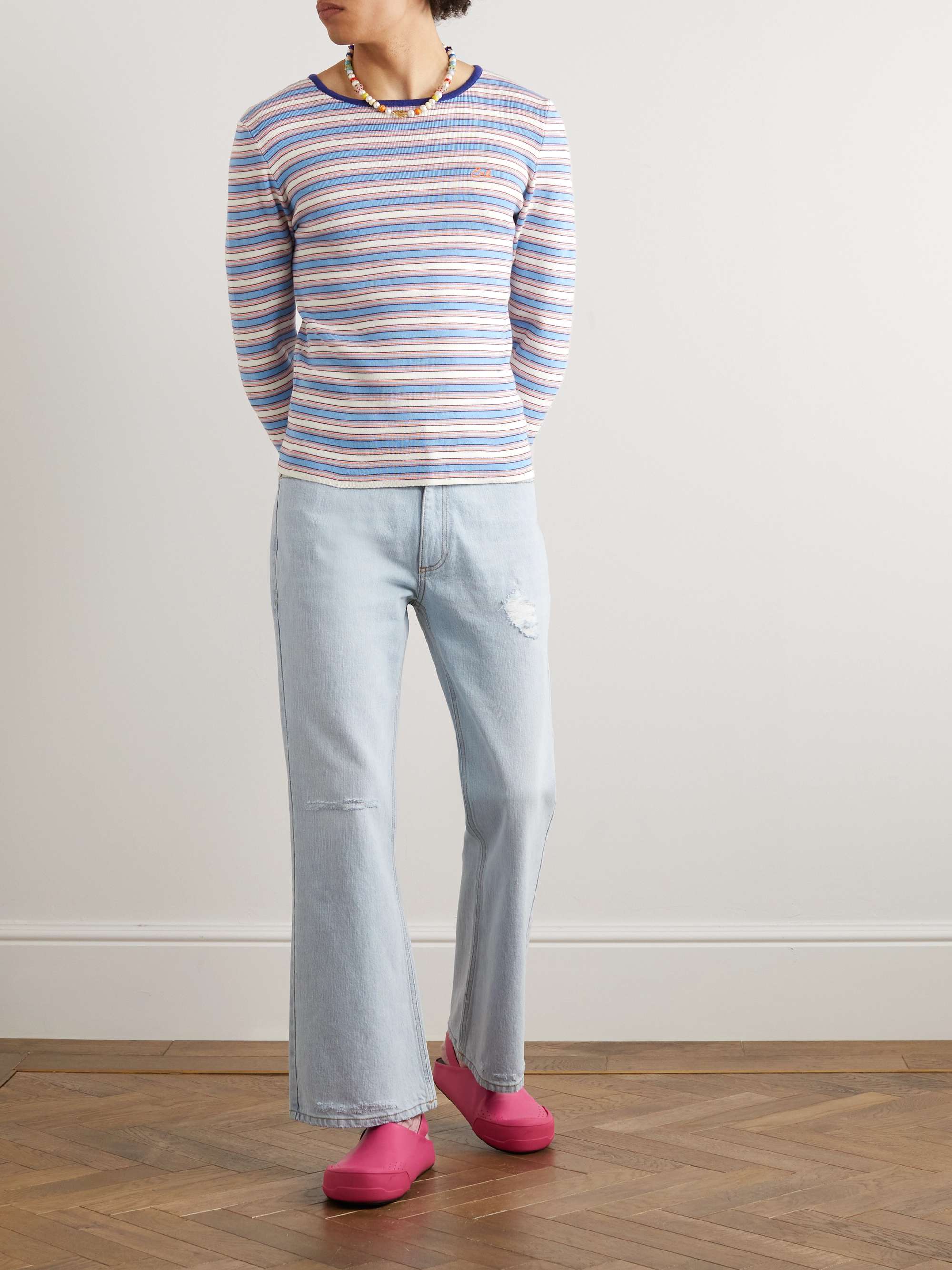 ERL Striped Cable-Knit Wool-Blend Sweater