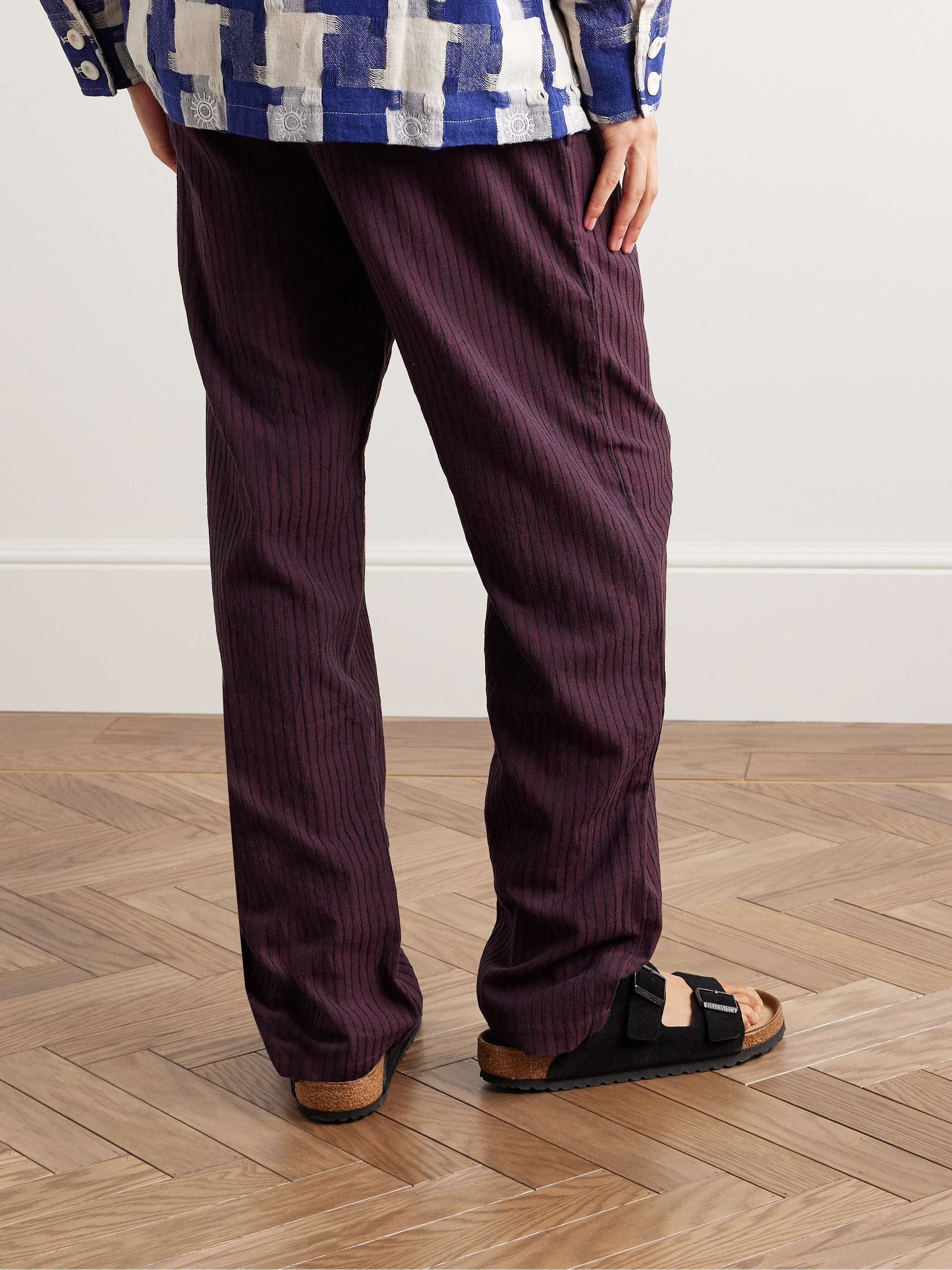 SMR DAYS Malibu Straight-Leg  Organic Cotton-Jacquard Drawstring Trousers